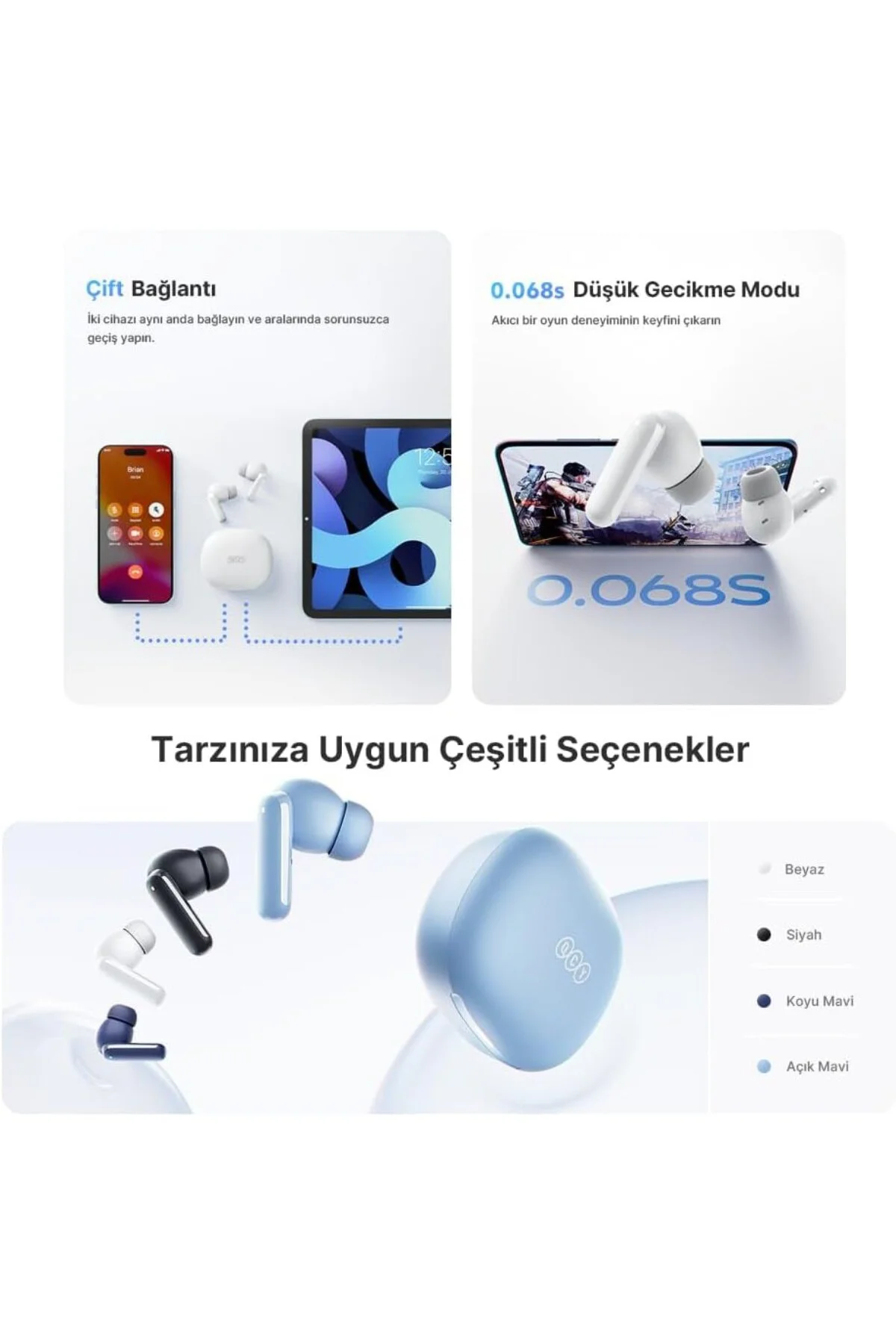 Melobuds N30 Adaptif Anc Bluetooth Kulaklık 4 Mikrofon Çift Cihaz