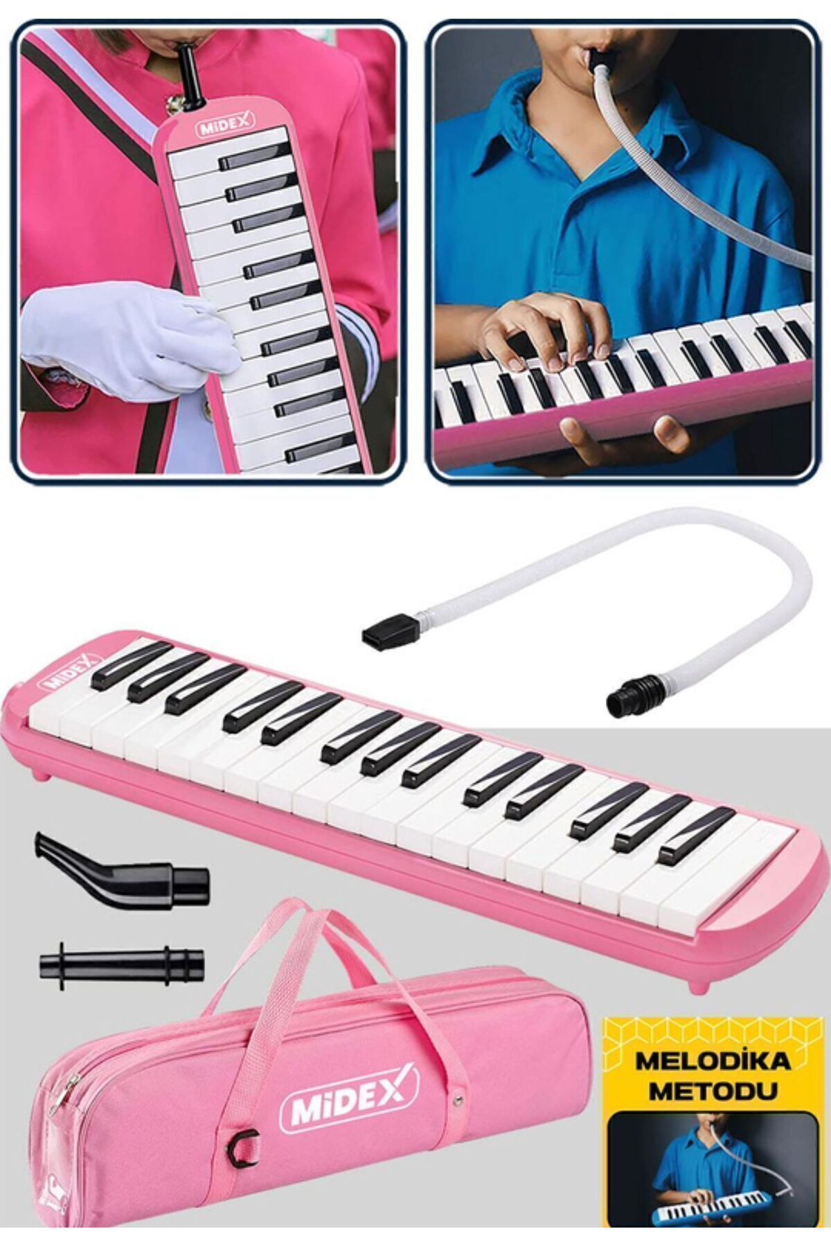 Ticon Melodika 32 Tuşlu Çantali Pembe Renk Bez Çantali Taşima Kulplu