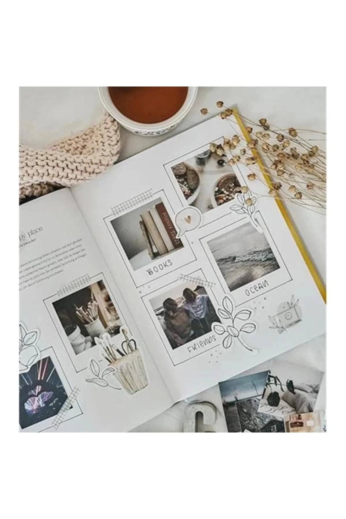 Memory Book Keten Hatıra Defteri Altın Kenarlı Anı Albümü Beyaz