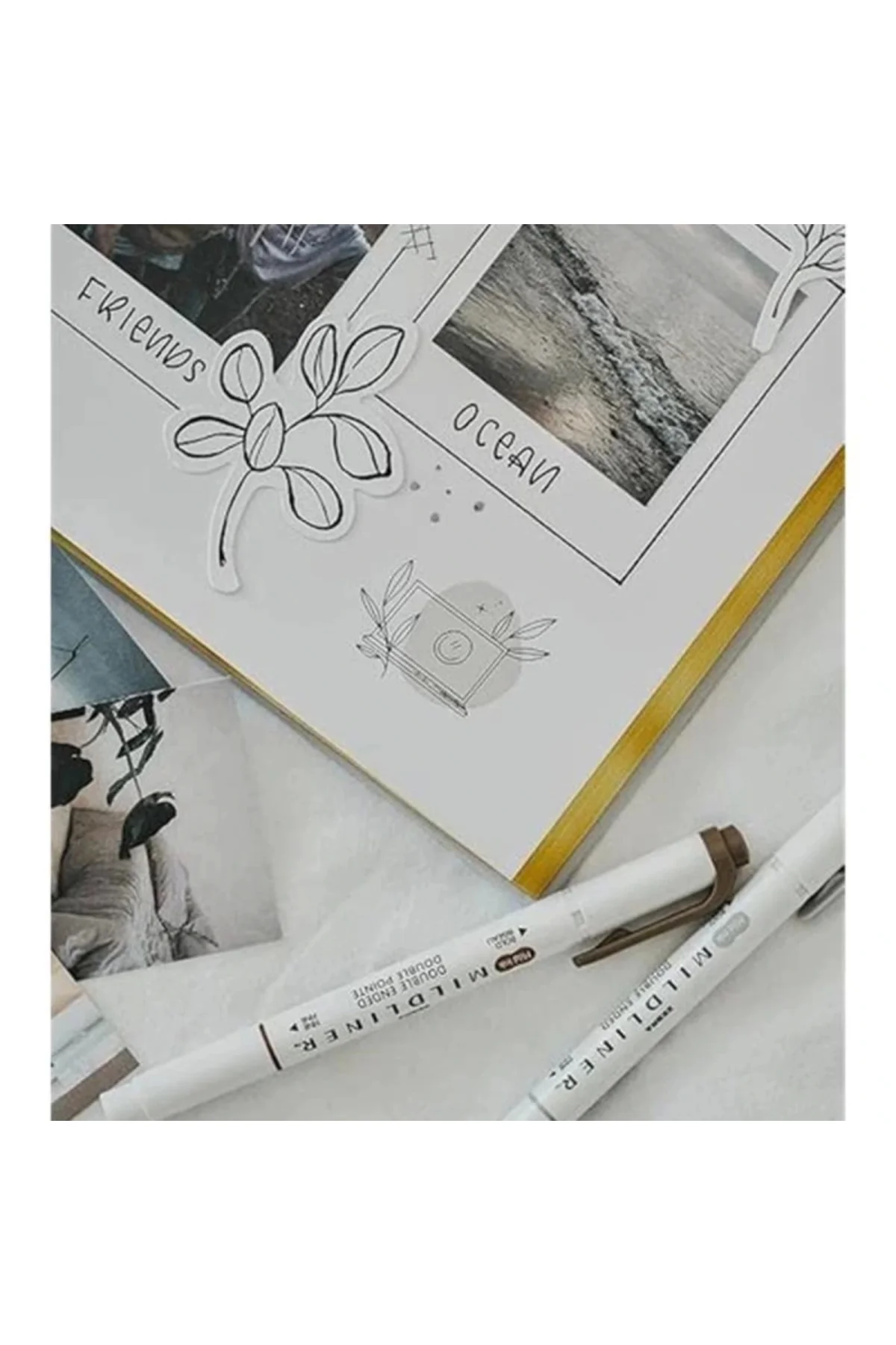 Memory Book Keten Hatıra Defteri Altın Kenarlı Anı Albümü Beyaz