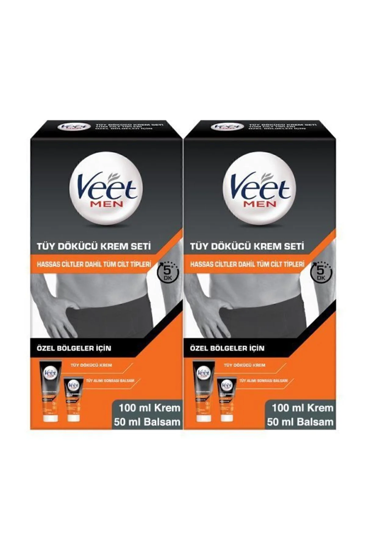 Men Erkek Özel Bölgeler İçin Tüy Dökücü Krem Seti Tüm Cilt Tipleri İçin 100 + 50 ml X2 Adet