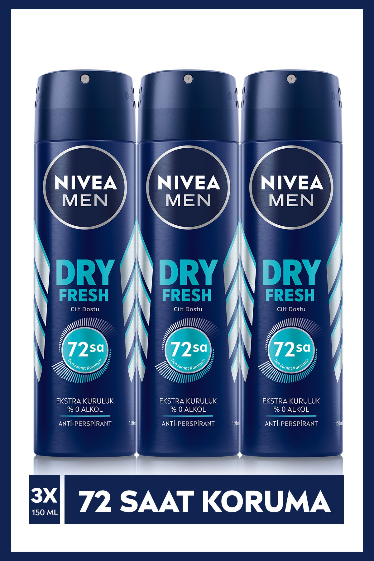 Men Erkek Sprey Deodorant Dry Fresh 150 ml X3 Adet,72 Saat Anti-p