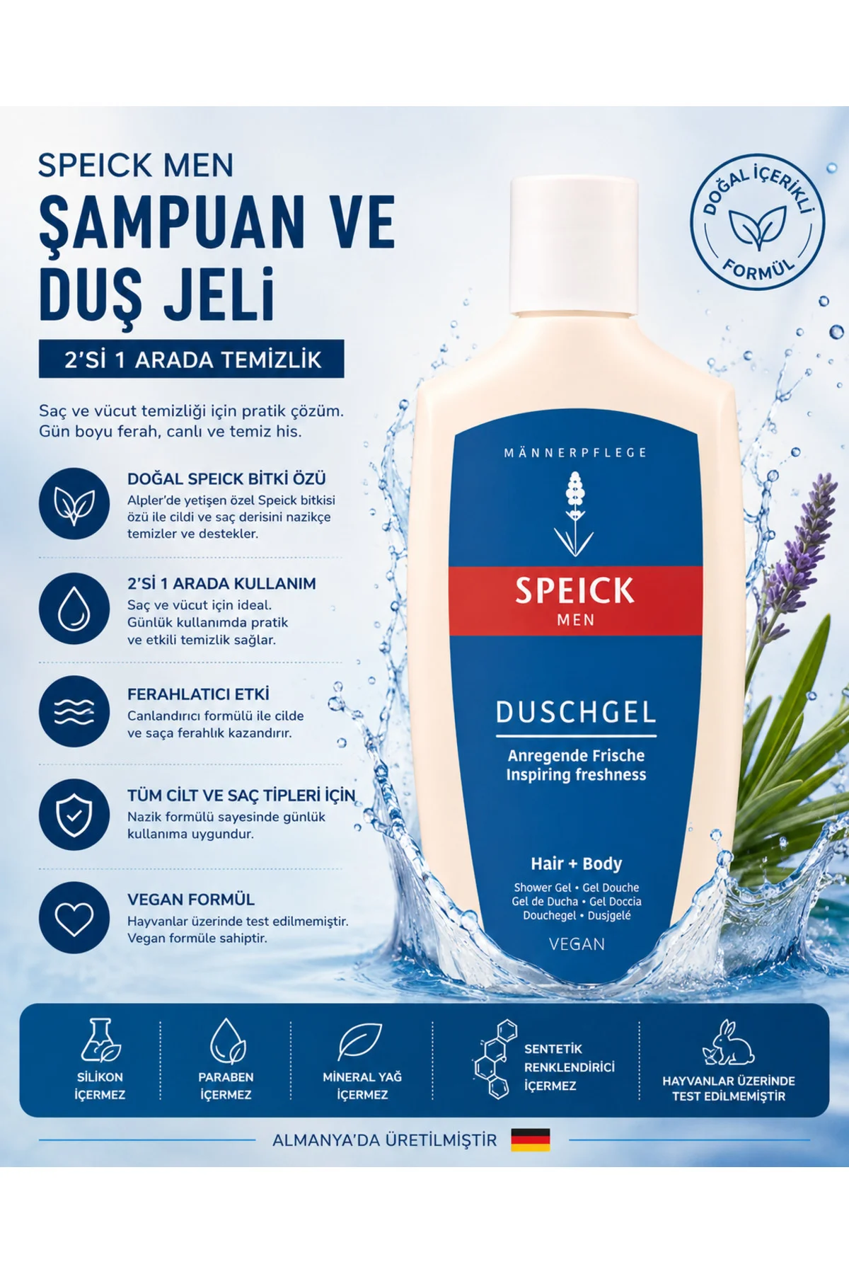 Men Şampuan ve Duş Jeli 250 ml – 2'si 1 Arada Temizlik, Bitki Özl Men Şampuan ve Duş Jeli 250 ml – 2'si 1 Arada Temizlik, Bitki Özl