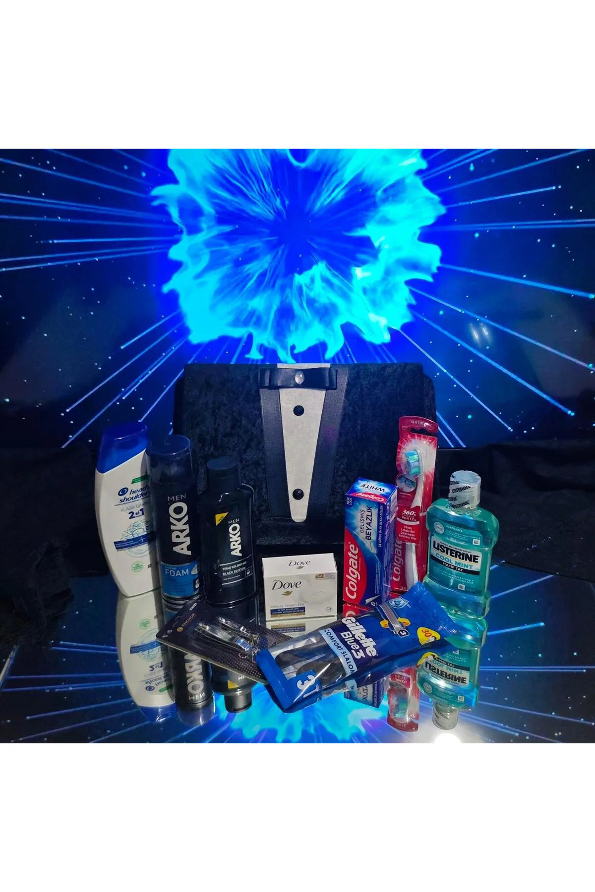 Men Siyah Damat Çeyiz Sandığı – Nişan Düğün Erkek Bakım ve Tıraş Seti