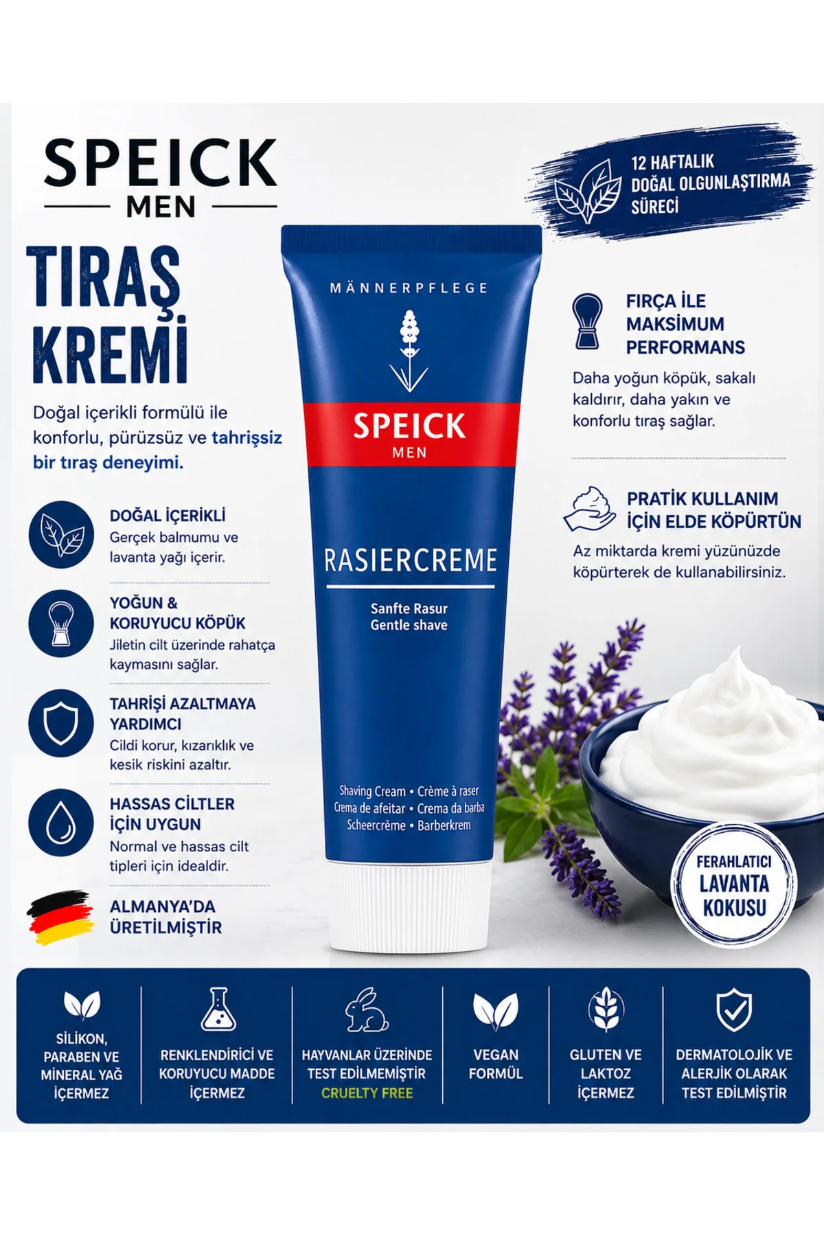 Men Tıraş Kremi 75 ml – Doğal Tıraş Kremi İçeriği, Hassas Ciltler Men Tıraş Kremi 75 ml – Doğal Tıraş Kremi İçeriği, Hassas Ciltler