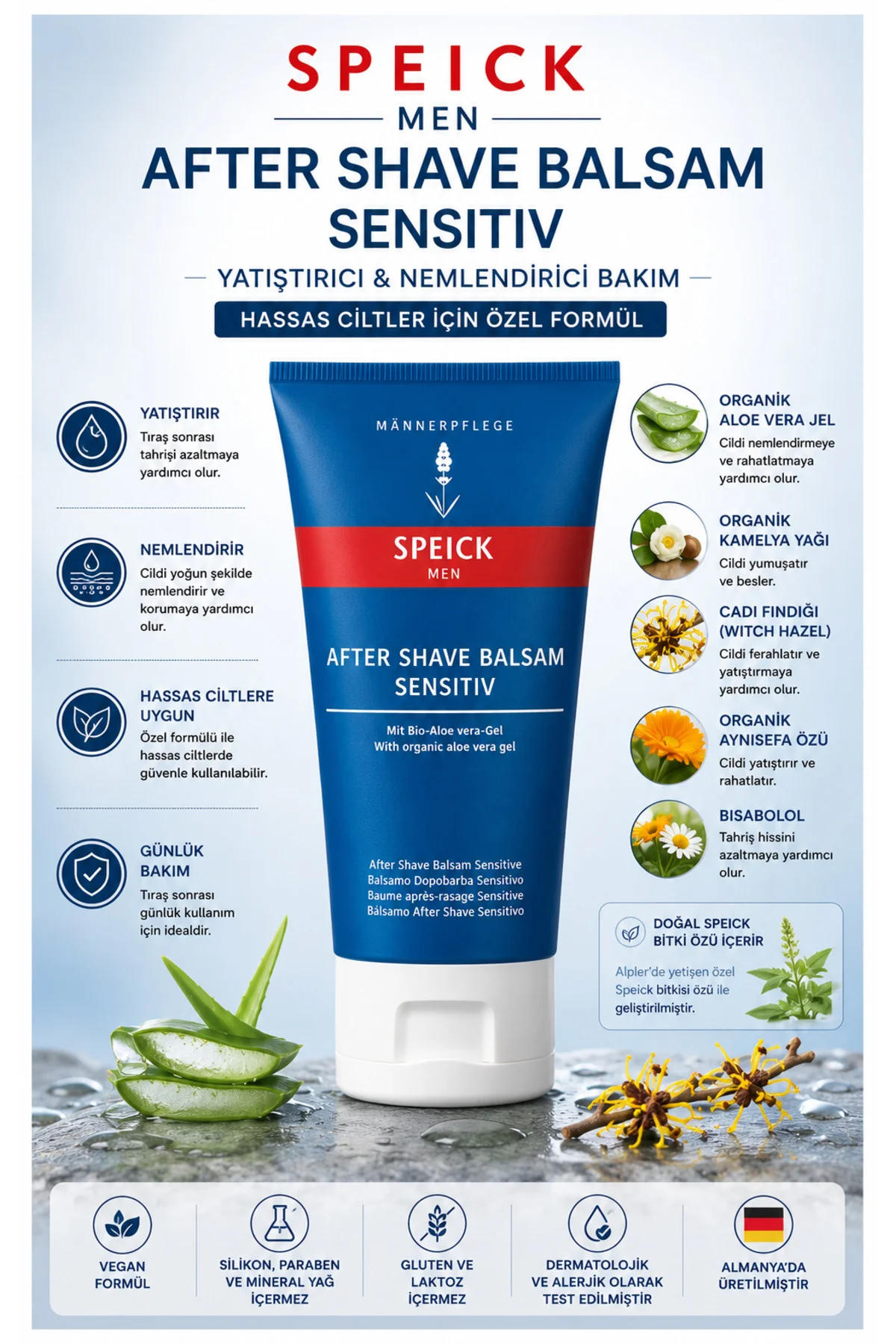 Men Tıraş Sonrası Balsam Hassas Ciltler 100 ml | Yatıştırıcı & Nemlendirici Bakım