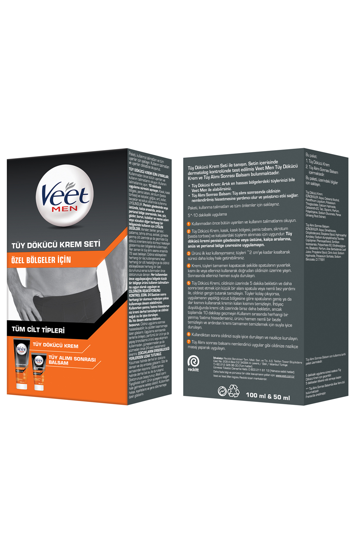 Men Tüy Dökücü Krem Normal Ciltler İçin 200 ml + Özel Bölgeler İç