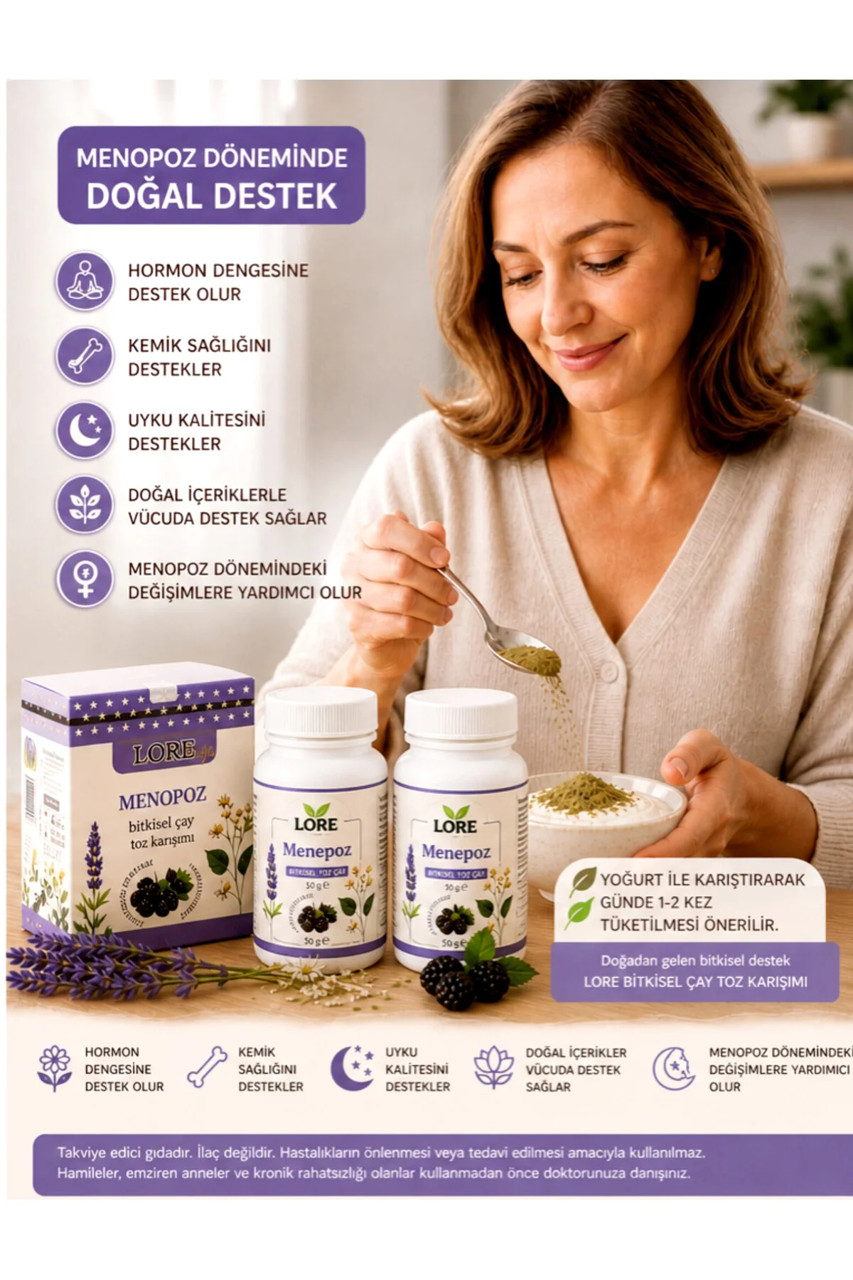 MENEPOZ İÇİN 50 GR BİTKİSEL TOZ KARIŞIM