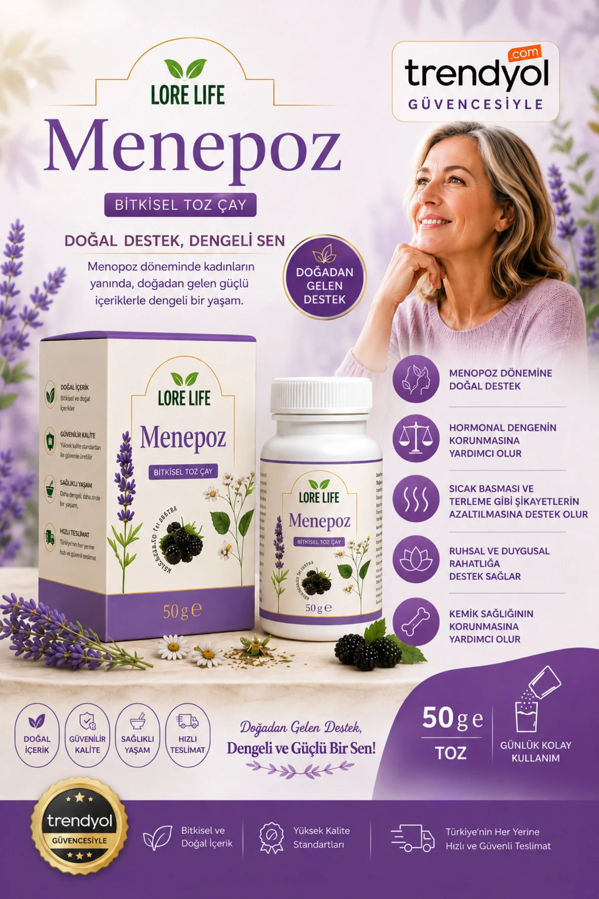 MENEPOZ İÇİN 50 GR BİTKİSEL TOZ KARIŞIM