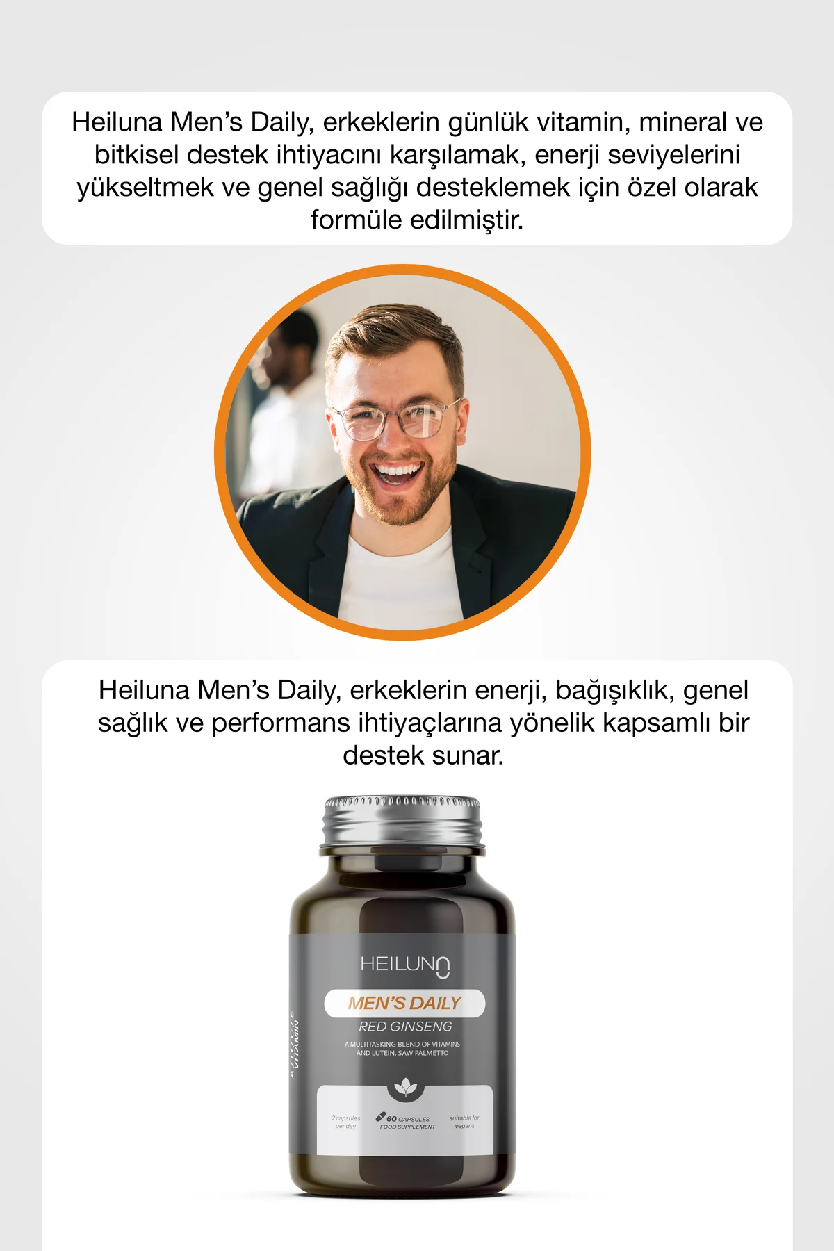 Men’s Daily Multivitamin 60 Kapsül – Red Ginseng, Likopen & Saw P