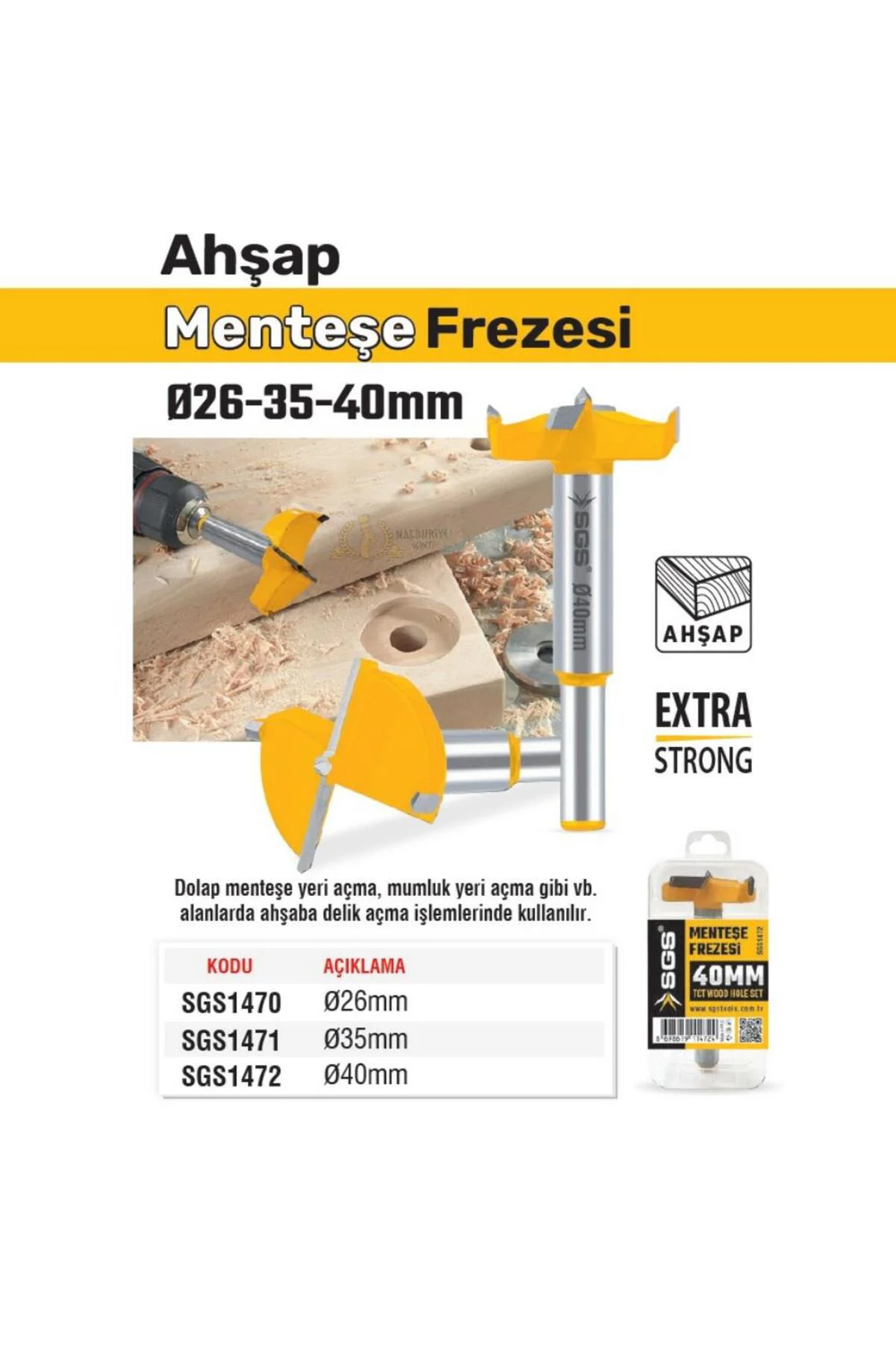Menteşe Frezesi Matkap Ucu - 40 mm. - 1 Adet Fiyatı, Yorumları ve Özellikleri