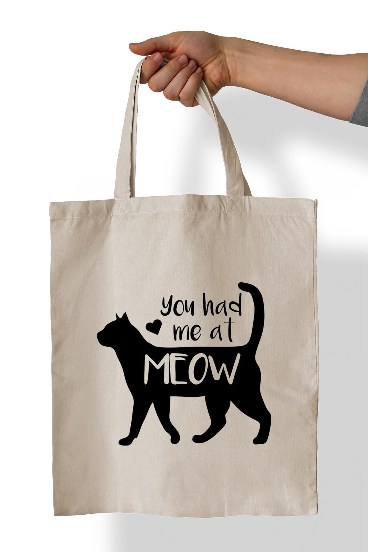 Remonz Meow Baskili %100 Pamuk 35X38 Cm Bez Çanta