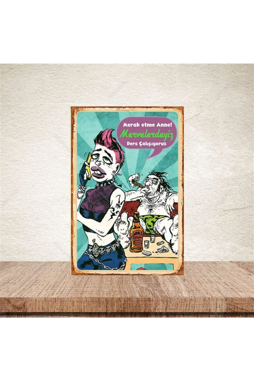 Merak Etme Anne Mervelerdeyiz 20-30 Cm Retro Ahşap Poster