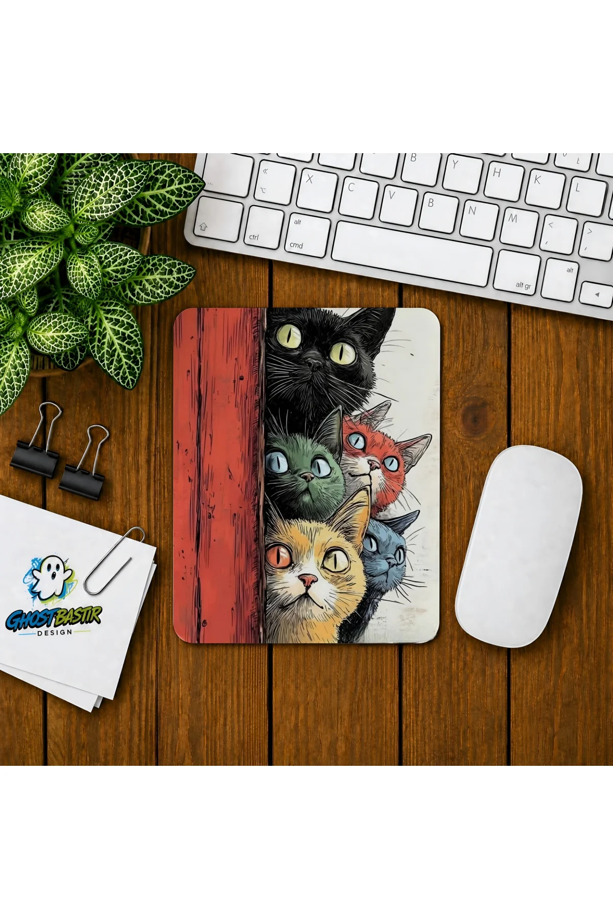 Meraklı Kediler Baskılı Oyuncu Mousepad 0196