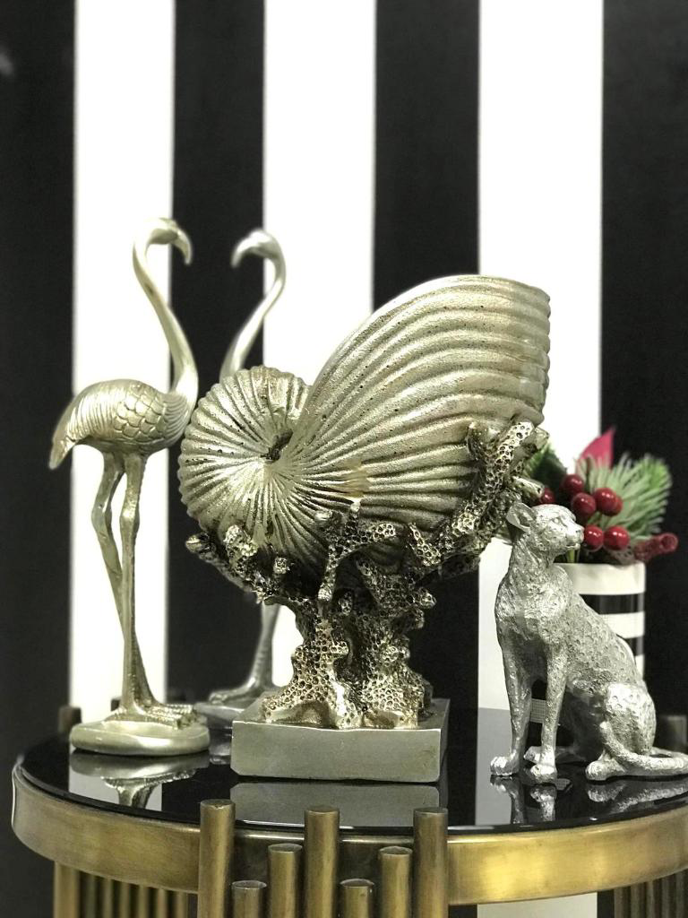 Mercan Üzerinde Deniz Kabuğu Biblo