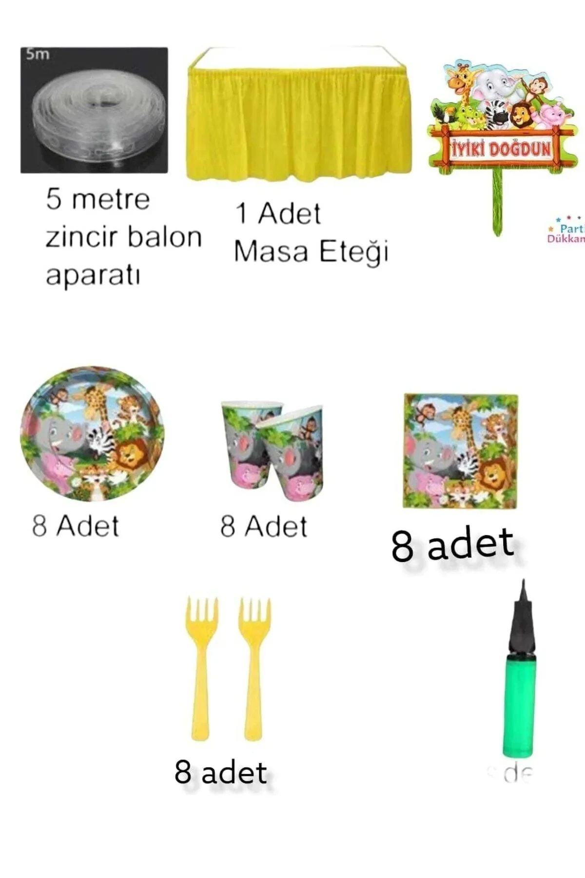 Mercansüs Safari Temalı Lüks Doğum Günü Parti Seti