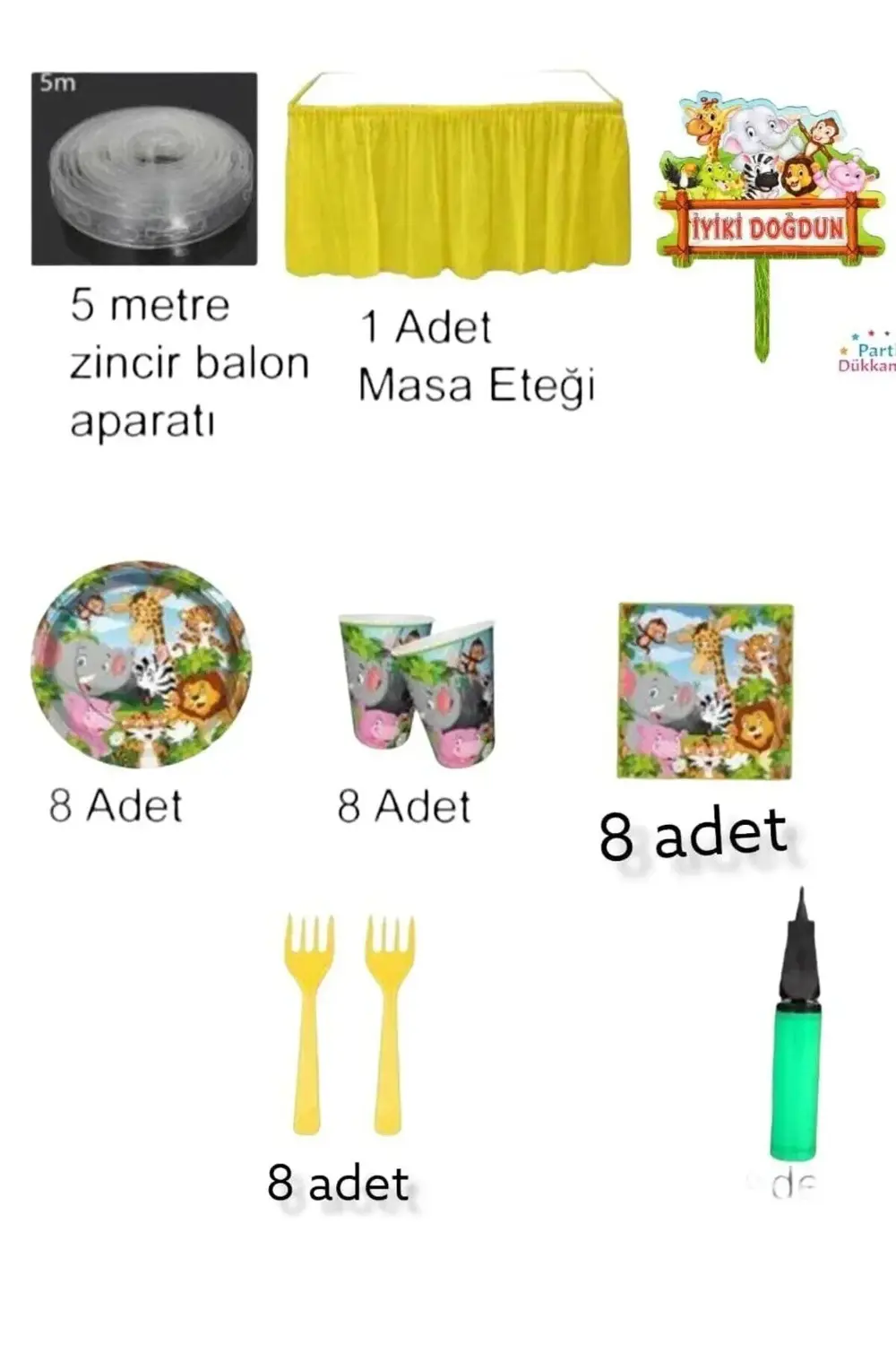 Mercansüs Safari Temalı Lüks Doğum Günü Parti Seti