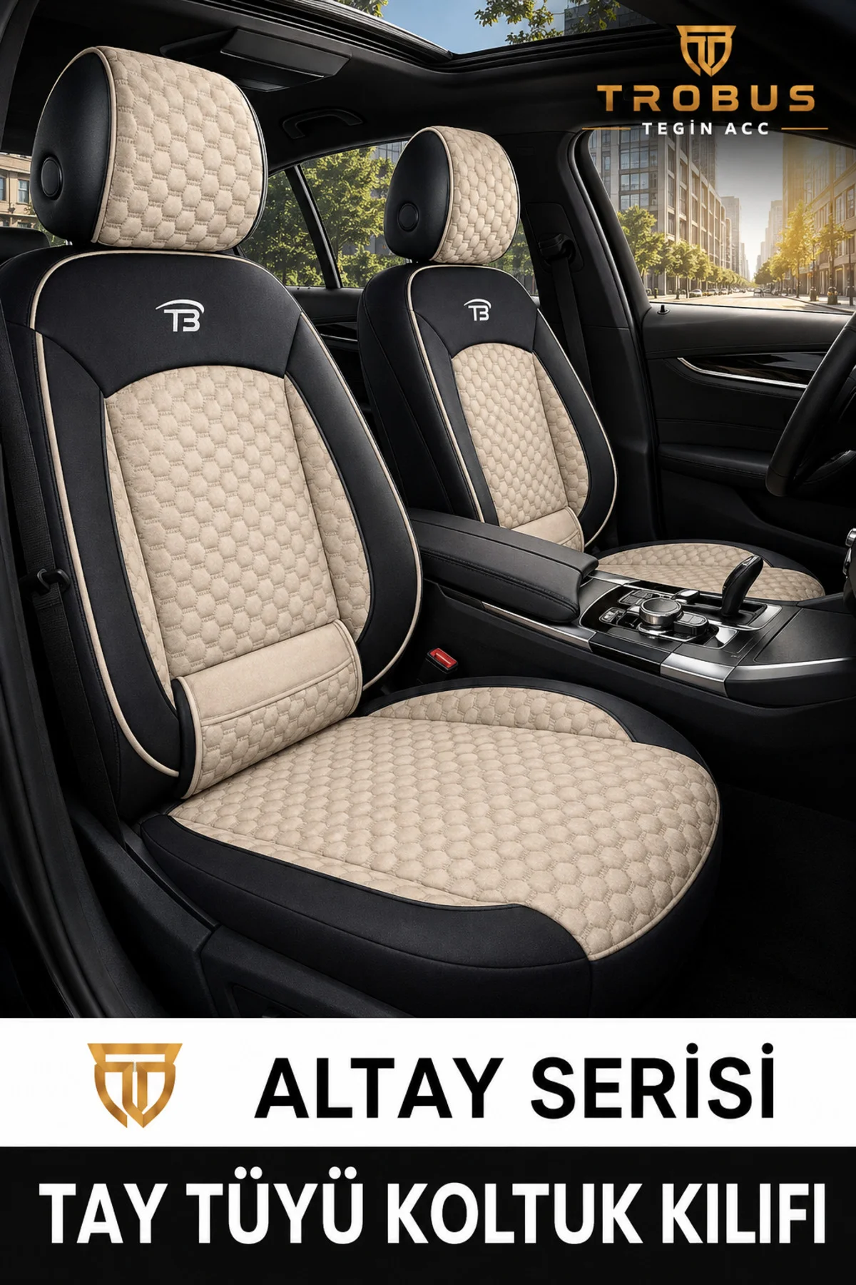 Mercedes 180 Amg 2017 ve Sonrası Uyumlu Altay Bel Destekli Tay Tüyü Bej Siyah Koltuk Kılıfı Fiyatı, Yorumları ve Özellikleri