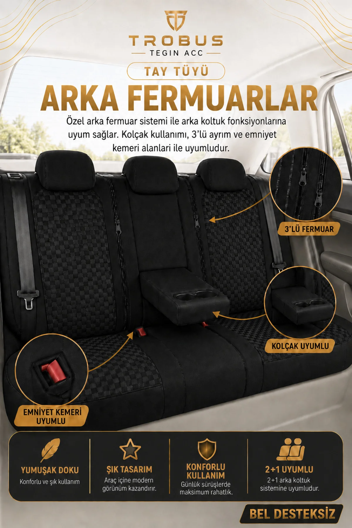 Mercedes 190 W201 1990 ve Sonrası Uyumlu Altay Bel Destekli Tay Tüyü Siyah Koltuk Kılıfı Fiyatı, Yorumları ve Özellikleri