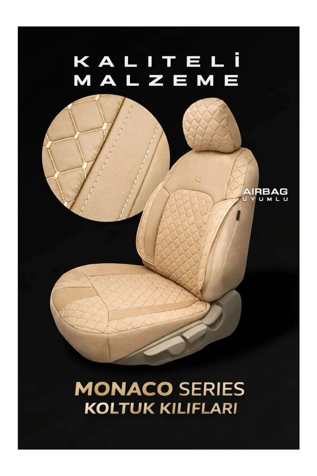 Mercedes A-Class 2008-2012 Uyumlu Monaco Serisi Eviza 2+1 Ticari Bej Koltuk Kılıfı