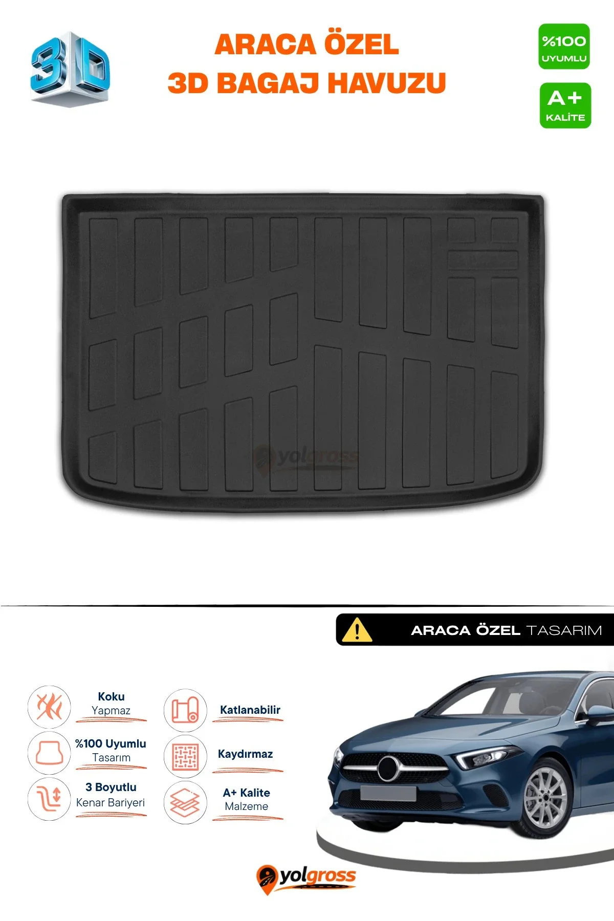 Mercedes A Serisi W176 HB 3D Pro Bagaj Havuzu 2013-2018 A+ Kalite Mercedes A Serisi W176 HB 3D Pro Bagaj Havuzu 2013-2018 A+ Kalite