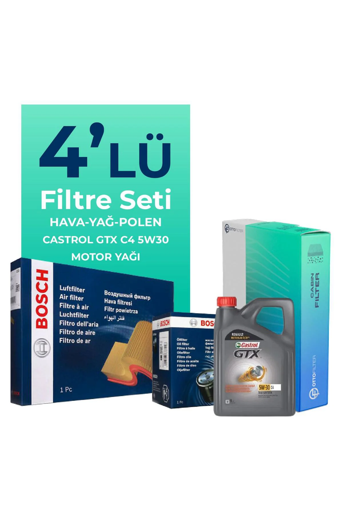 Mercedes A180 Dizel Filtre Bakım Seti CAST ROL Motor Yağlı (2012-2018) 4 Lü