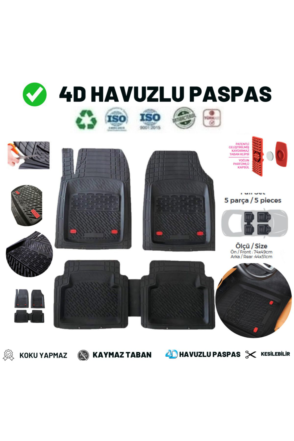 Zeyno Ticaret Mercedes C Serisi W205 2021  Havuzlu Üniversal Maxi Paspas Siyah