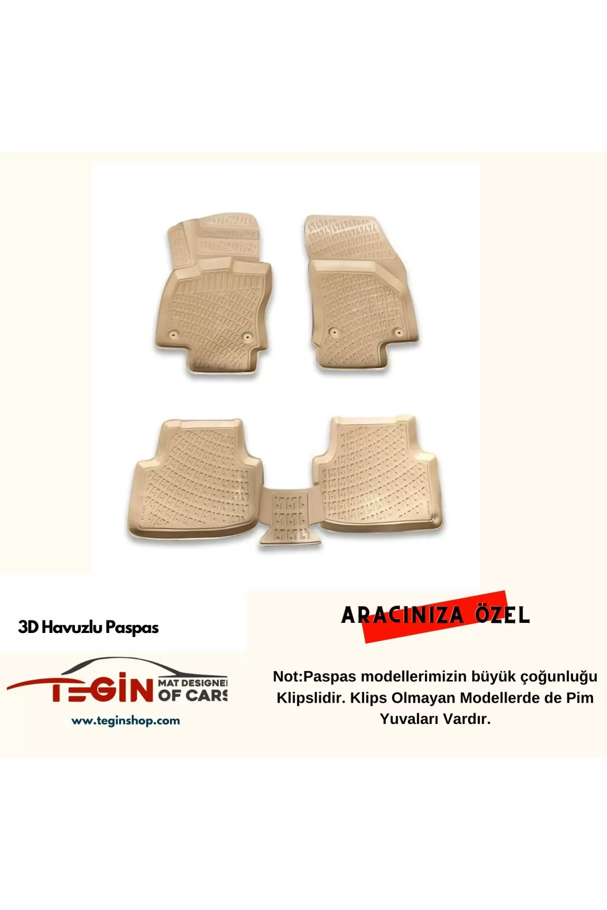 Mercedes C Serisi W205 2014 3D Havuzlu Paspas Bej
