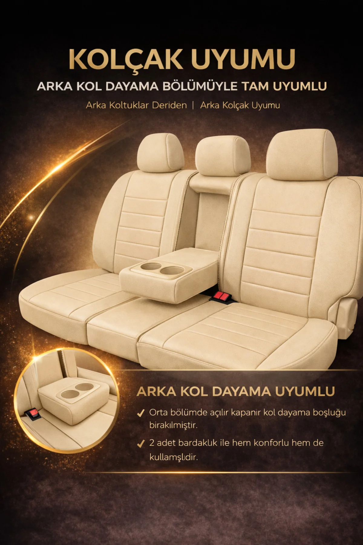 Mercedes C Serisi 2010 ve Sonrası Uyumlu Colorline Elegance Deri Bej Koltuk Kılıfı