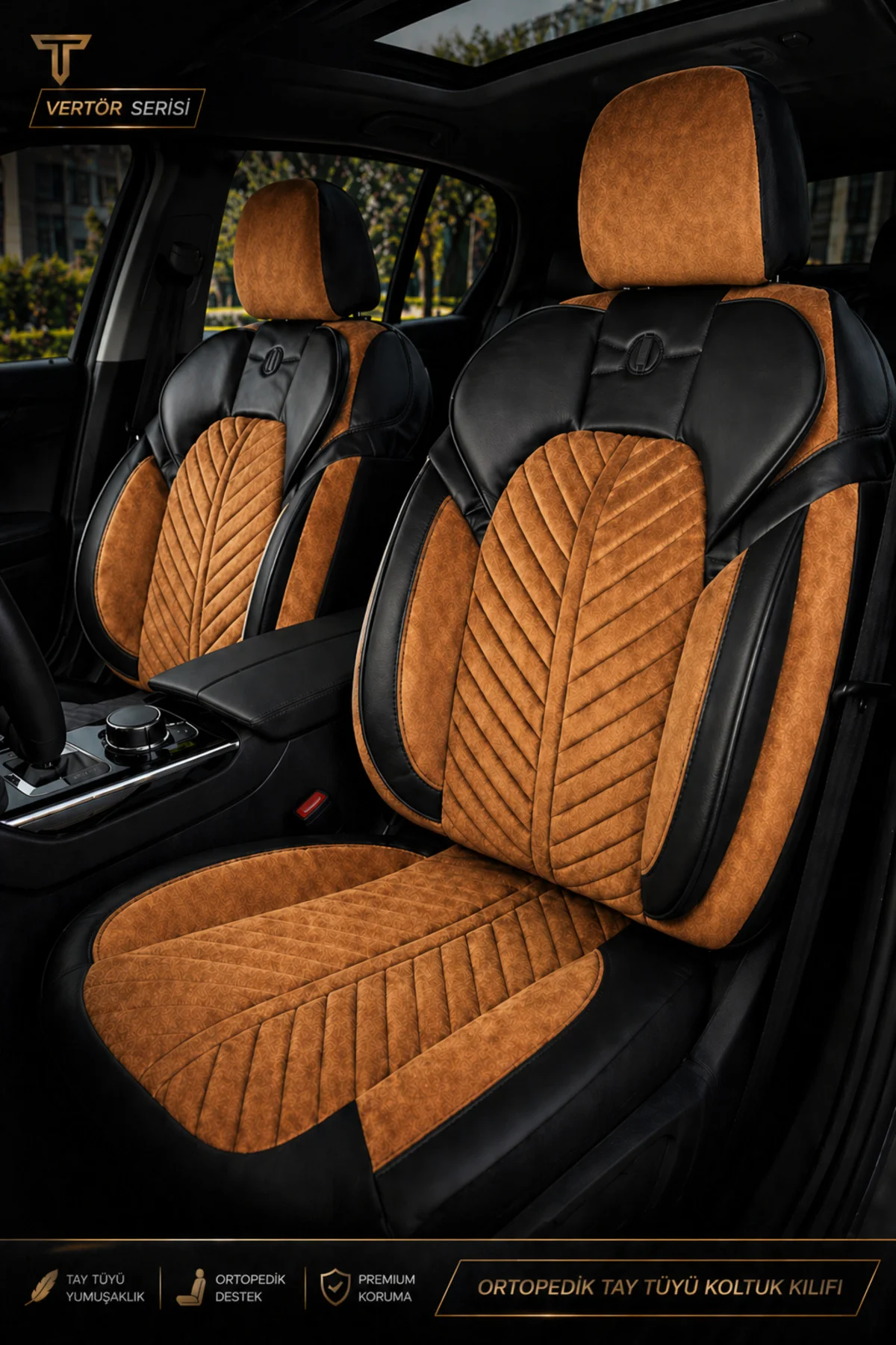 Mercedes C180 Amg 7G 2010-2014 Uyumlu Süvari Serisi Tay Tüyü Taba Premium Koltuk Kılıfı