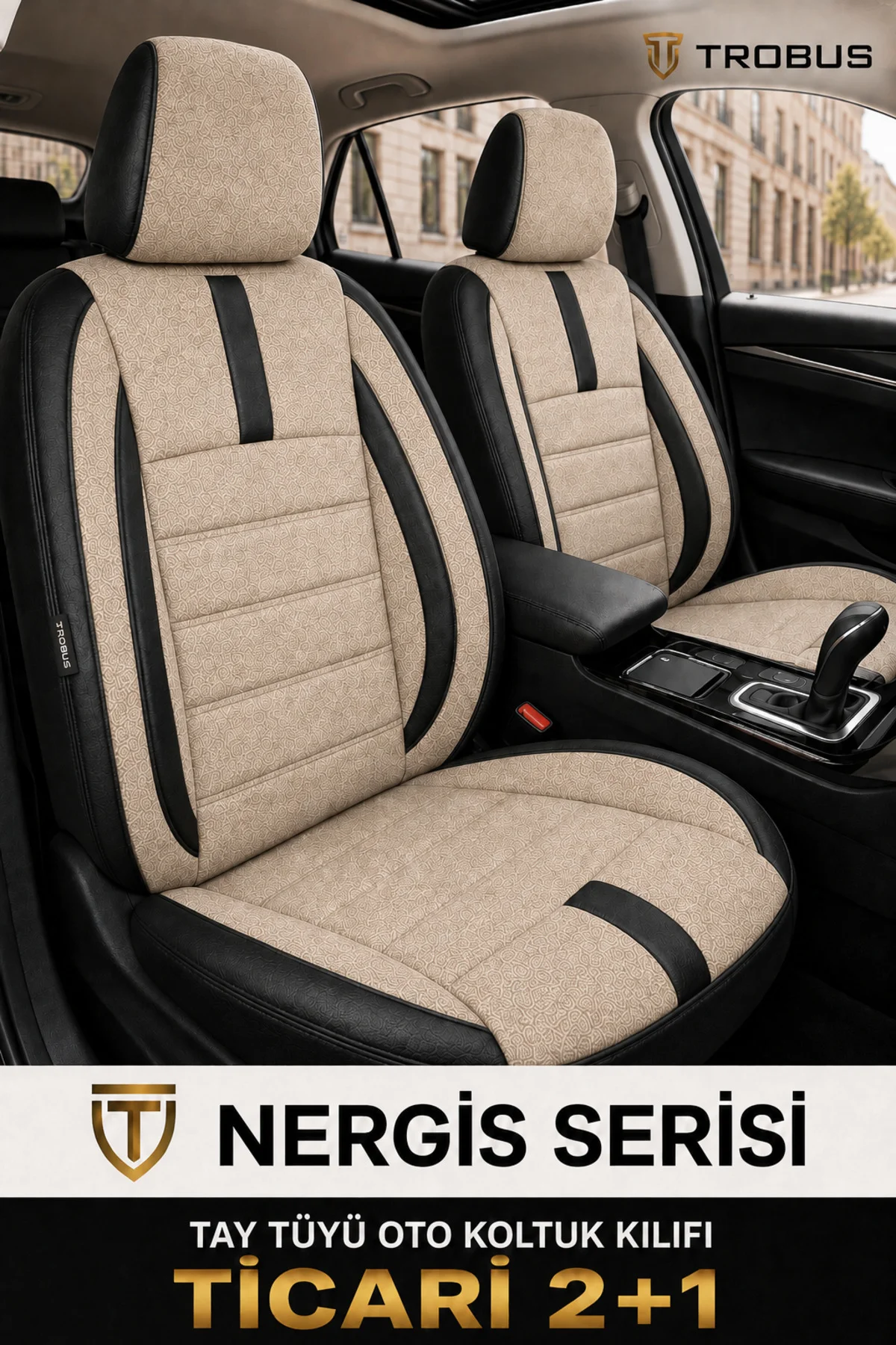 Mercedes Citan Kombi/Tourer W415 2012-2021 Fold & Load Uyumlu Nergis Serisi Tay Tüyü 2+1 Ticari Bej Siyah Oto Koltuk Kılıfı Mercedes Citan Kombi/Tourer W415 2012-2021 Fold & Load Uyumlu Nergis Serisi Tay Tüyü 2+1 Ticari Bej Siyah Oto Koltuk Kılıfı