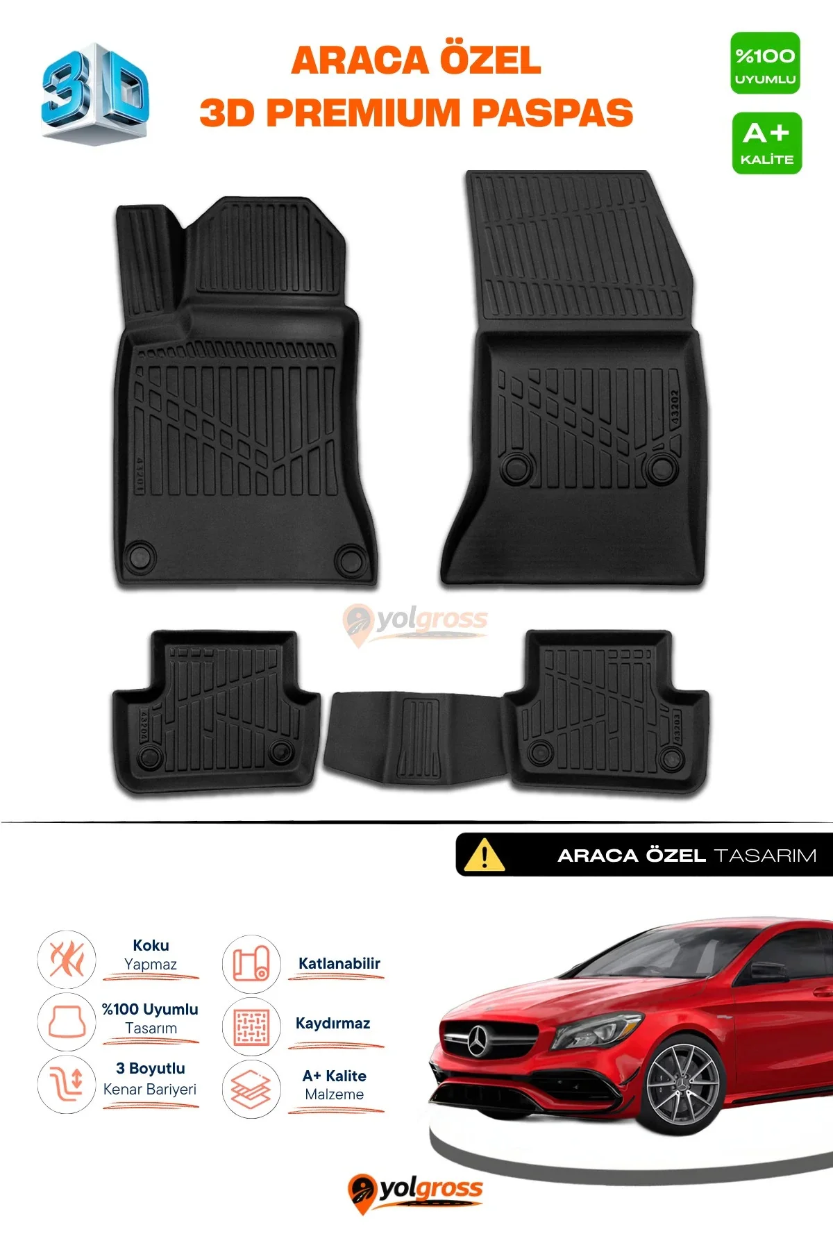 Mercedes CLA 3D Pro Havuzlu Paspas 2013-2019 A+ Kalite Mercedes CLA 3D Pro Havuzlu Paspas 2013-2019 A+ Kalite