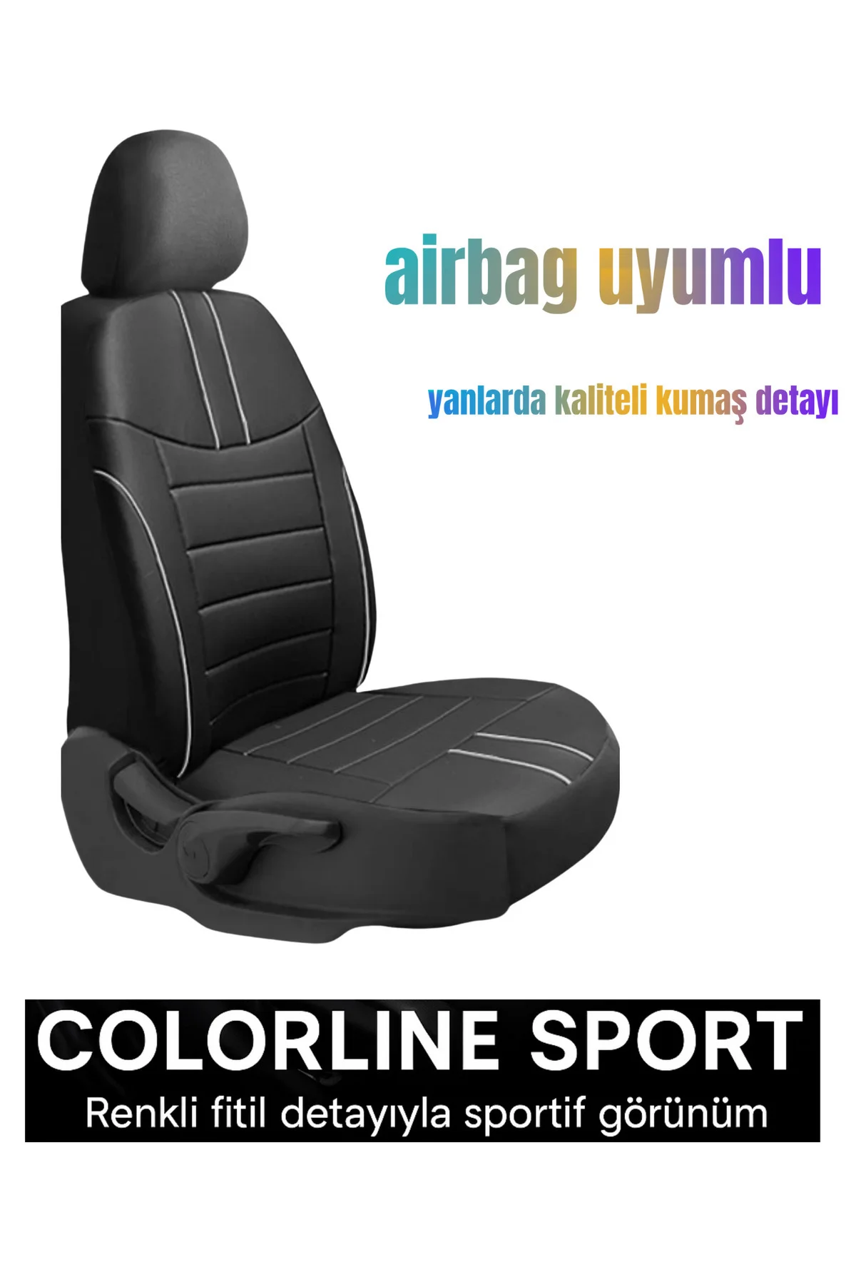 Mercedes E Serisi 2013 ve Sonrası Uyumlu Colorline Sport Deri Siyah - Beyaz Koltuk Kılıfı