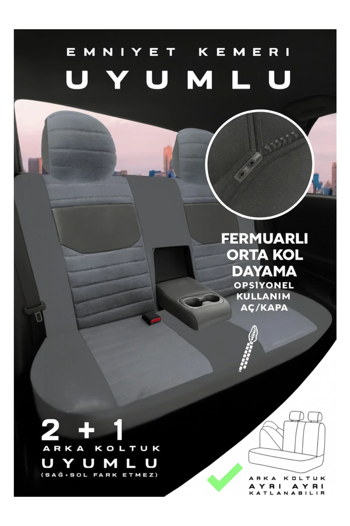 Mercedes E Serisi 2013 ve Sonrası Uyumlu Bakü Natura Serisi Raşel Füme Gri Koltuk Kılıfı