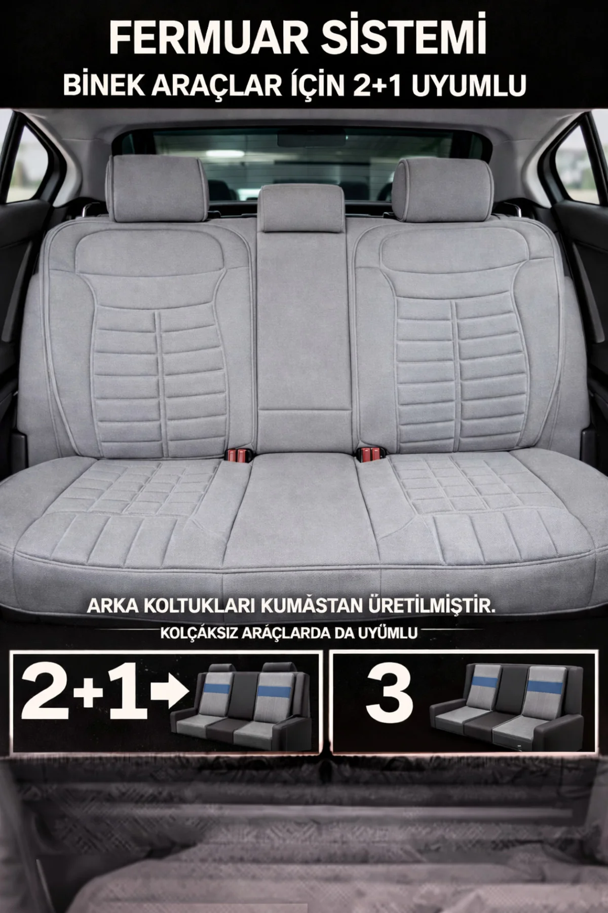 Mercedes E Serisi 2013 ve Sonrası Uyumlu Mira Serisi Gri 5'li Oto Koltuk Minderi