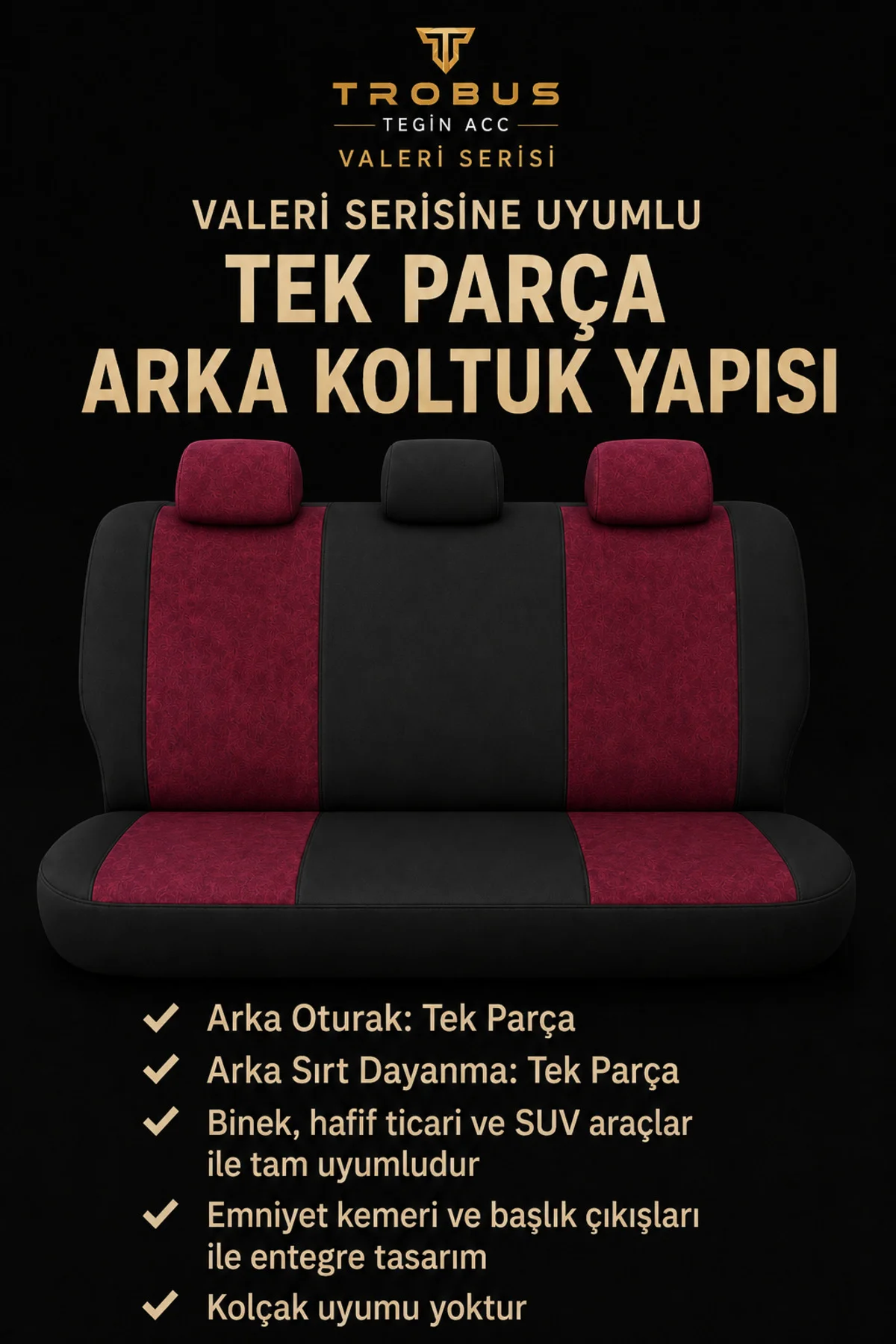Mercedes E Serisi W124 1985-1995 Valeria Serisi Bordo Siyah Bel Destekli Tay Tüyü Koltuk Kılıfı Fiyatı, Yorumları ve Özellikleri