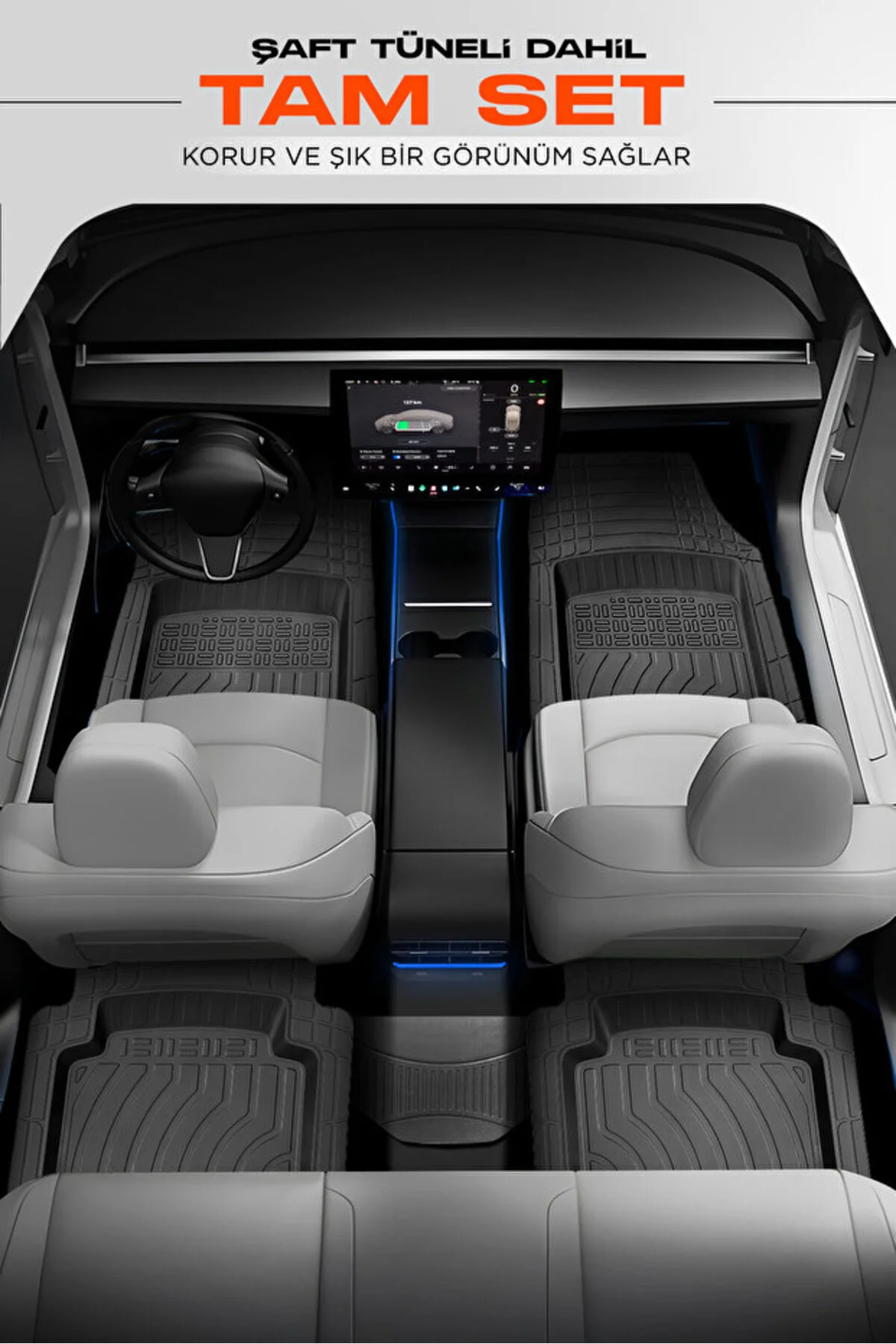 Mercedes E Serisi W213 2017 3D 5 Parça 3,5 Cm Havuzlu Oto Paspas Siyah - Gümüş