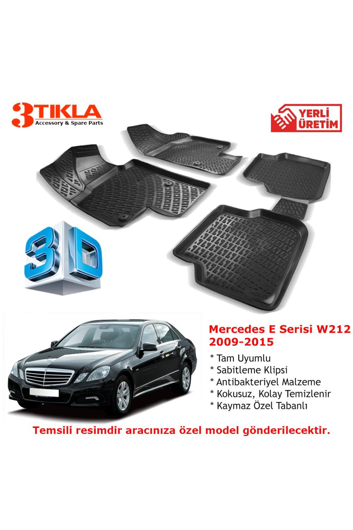 Mercedes E Serisi W212 2009-2015 Premium 3D Havuzlu Paspas Seti