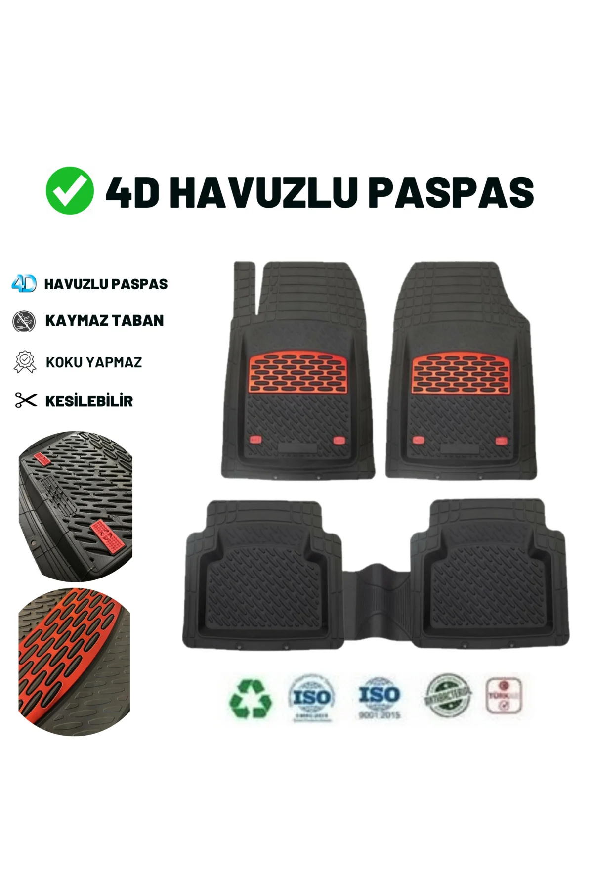 Mercedes EQC 2020 4D HAVUZLU ÜNİVERSAL YENİ NESİL PRO PASPAS SİYAH - KIRMIZI