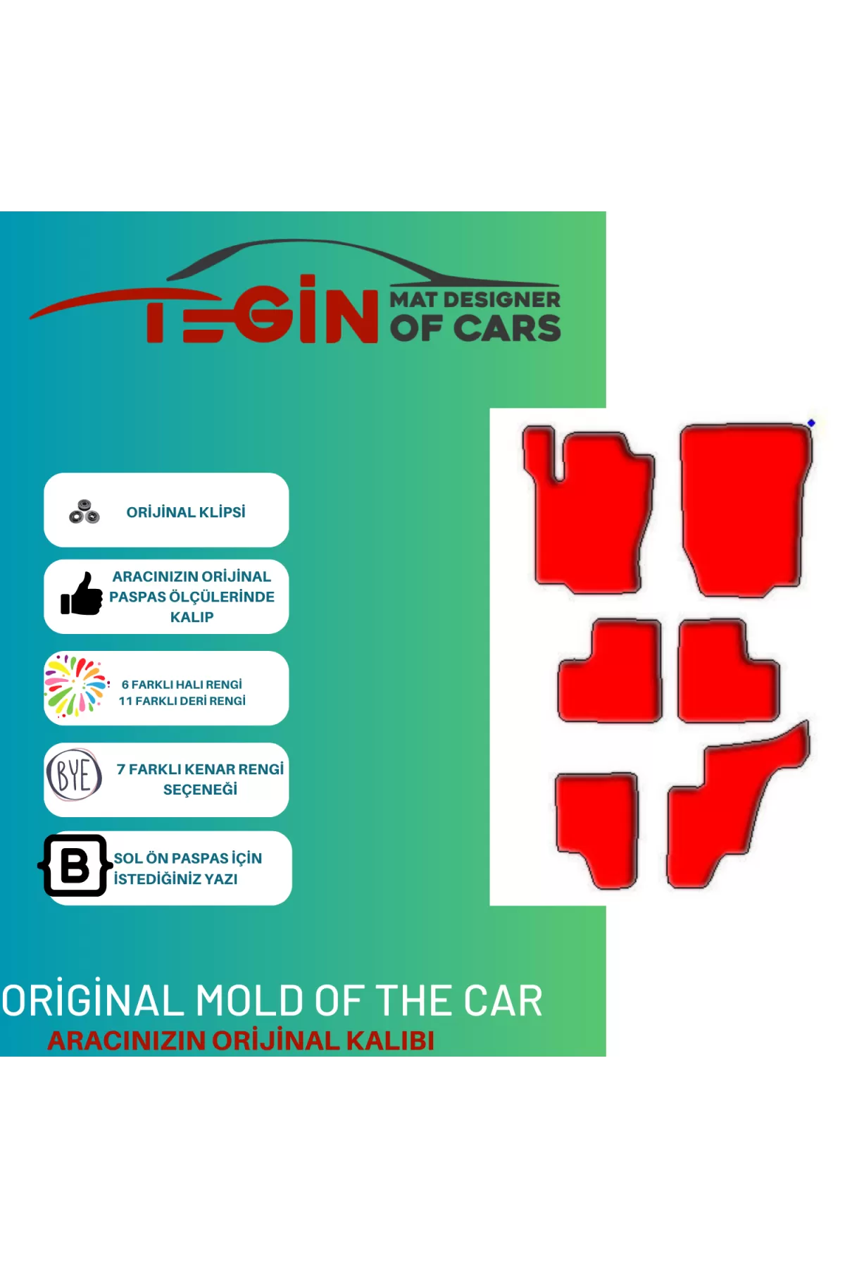 Mercedes Gl-gls Serisi X164 2006-2012 -7kişi  Gri Halı Kırmızı Ke