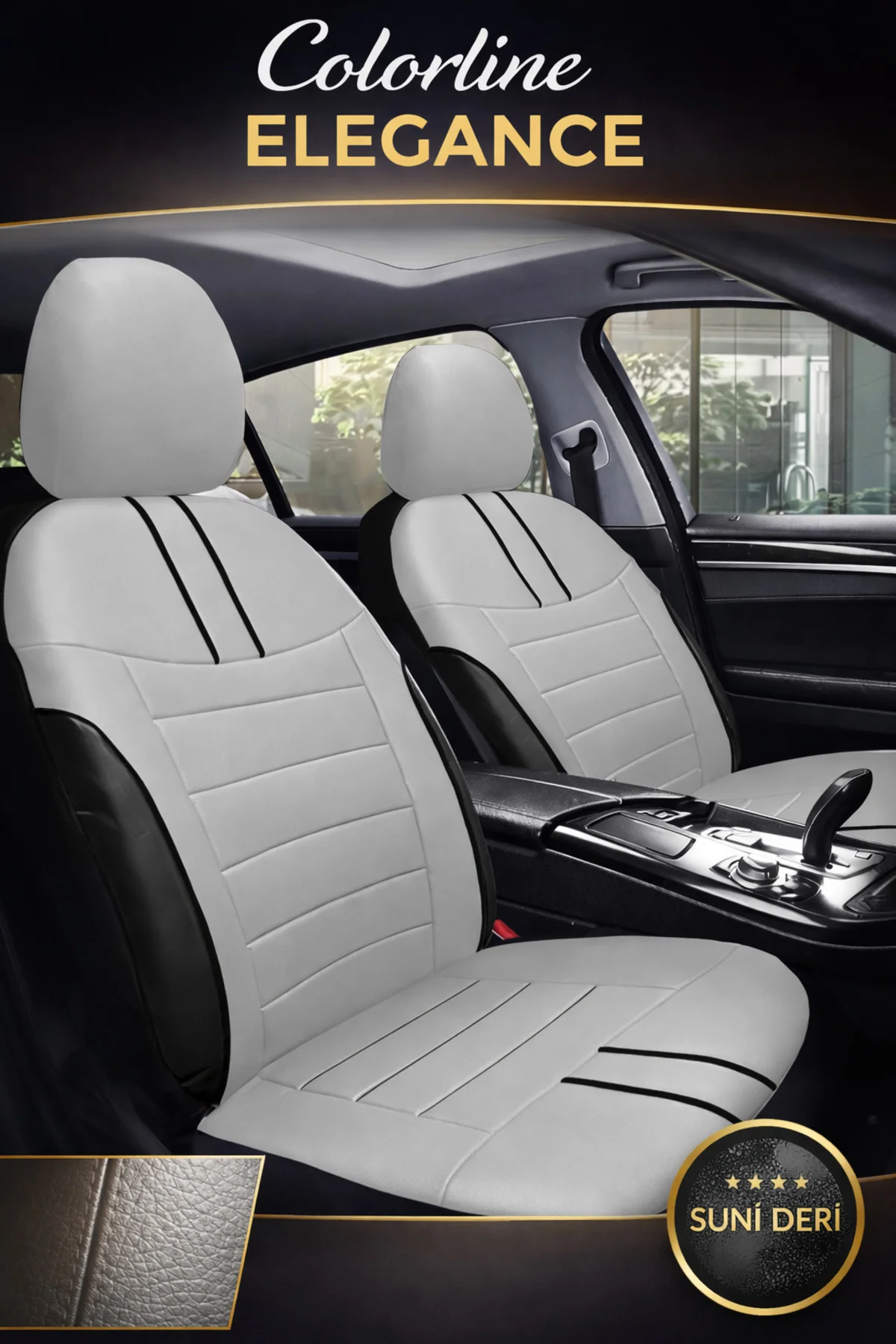 Mercedes GLB 2019 ve Sonrası Uyumlu Colorline Elegance Deri Gri Siyah Koltuk Kılıfı