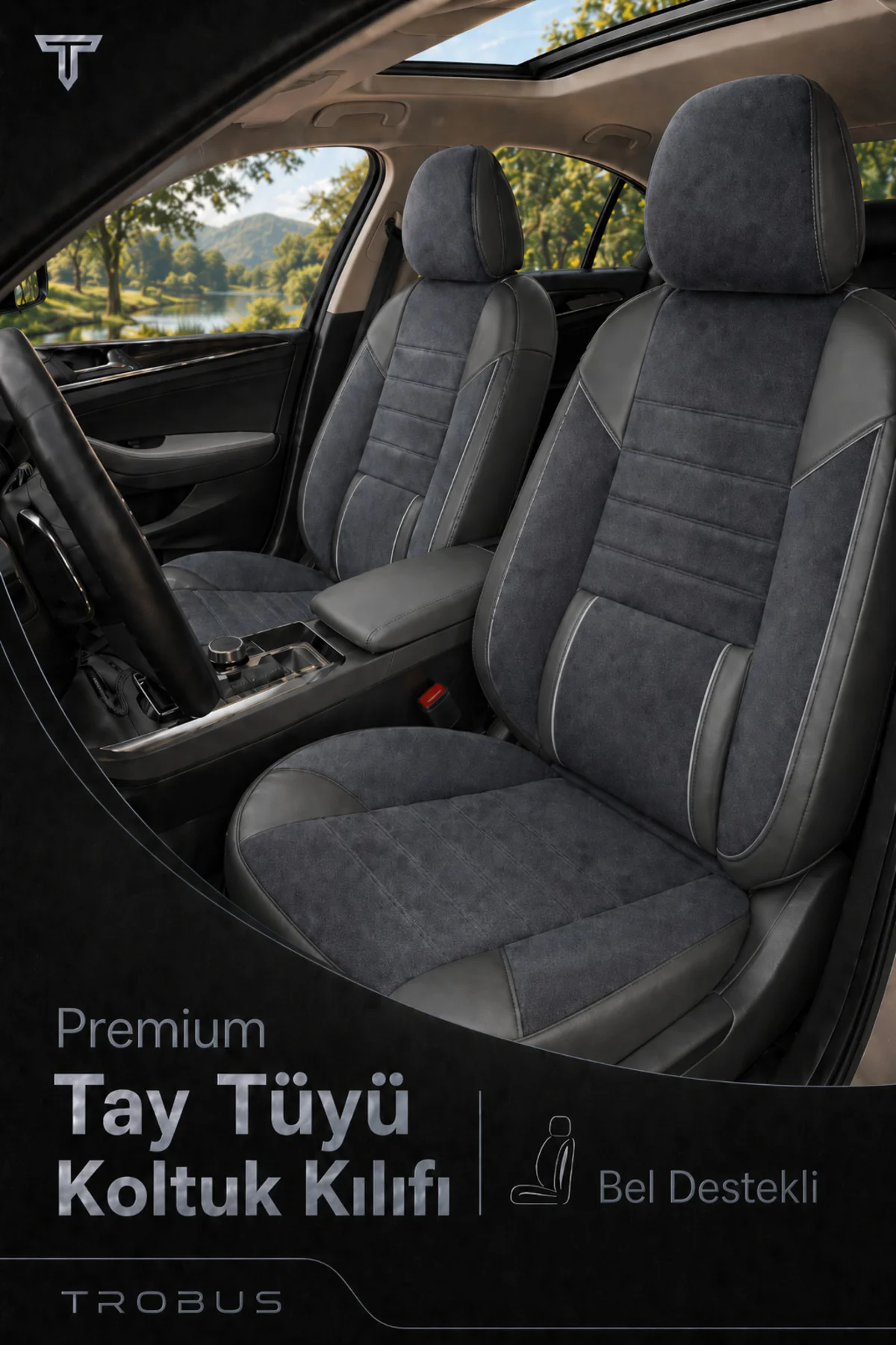 Mercedes GLC 2015+ Uyumlu Nova Serisi Tay Tüyü Bel Destekli Füme Siyah Premium Koltuk Kılıfı Fiyatı, Yorumları ve Özellikleri