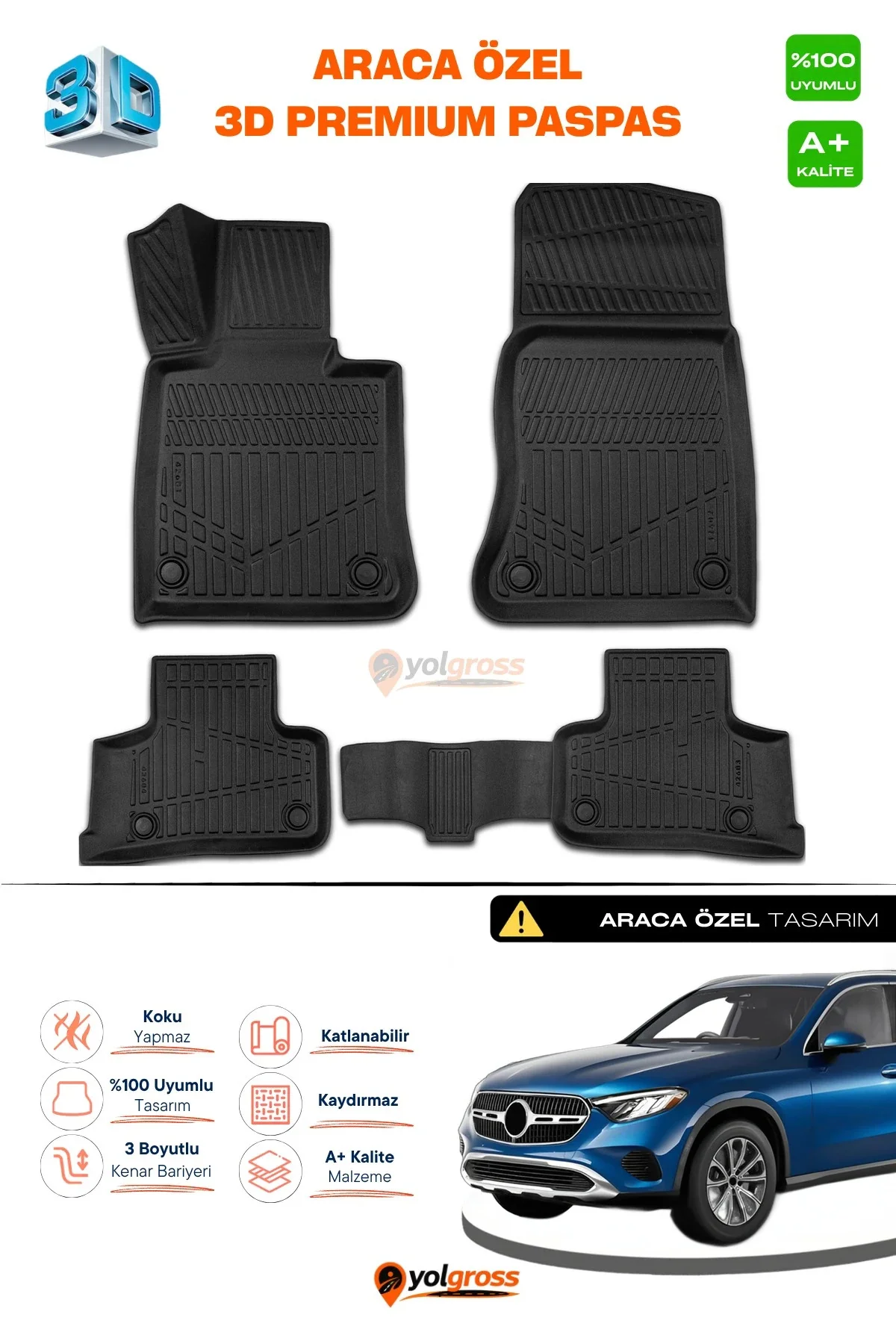 Mercedes GLC 3D Pro Havuzlu Paspas 2023 Üzeri A+ Kalite Mercedes GLC 3D Pro Havuzlu Paspas 2023 Üzeri A+ Kalite