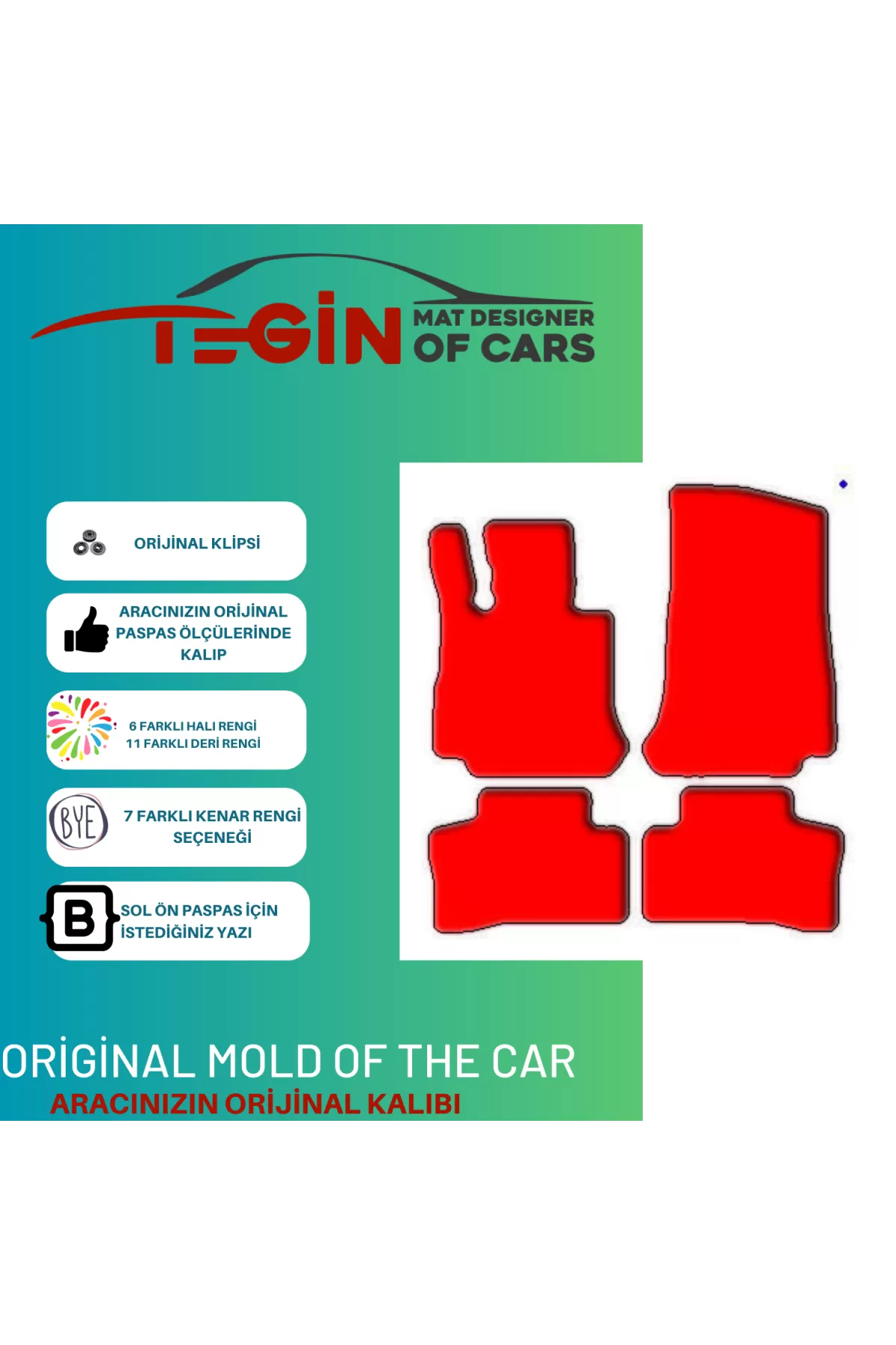 Mercedes Glc Serisi C253 2015-2019 -suv  Kırmızı Halı Mavi Kenar 