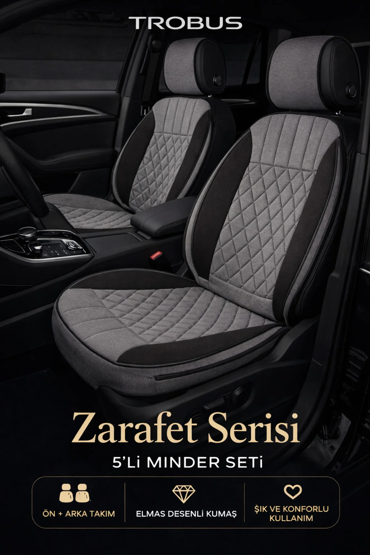 Mercedes S-320 1994 Uyumlu Zerafet 5 Parça Ortopedik Oto Koltuk Minderi Terletmez Siyah - Gri Fiyatı, Yorumları ve Özellikleri