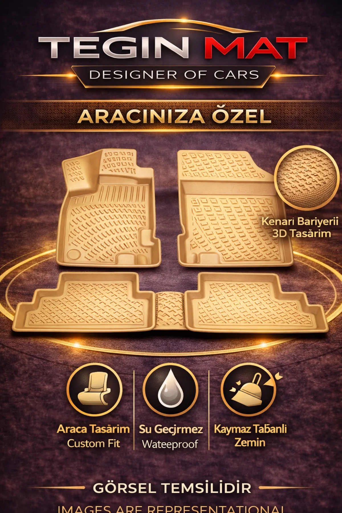 Mercedes S Seri W221 Long 2006-2013 1.4/1.6 Dizel Bej 3D Havuzlu Paspas