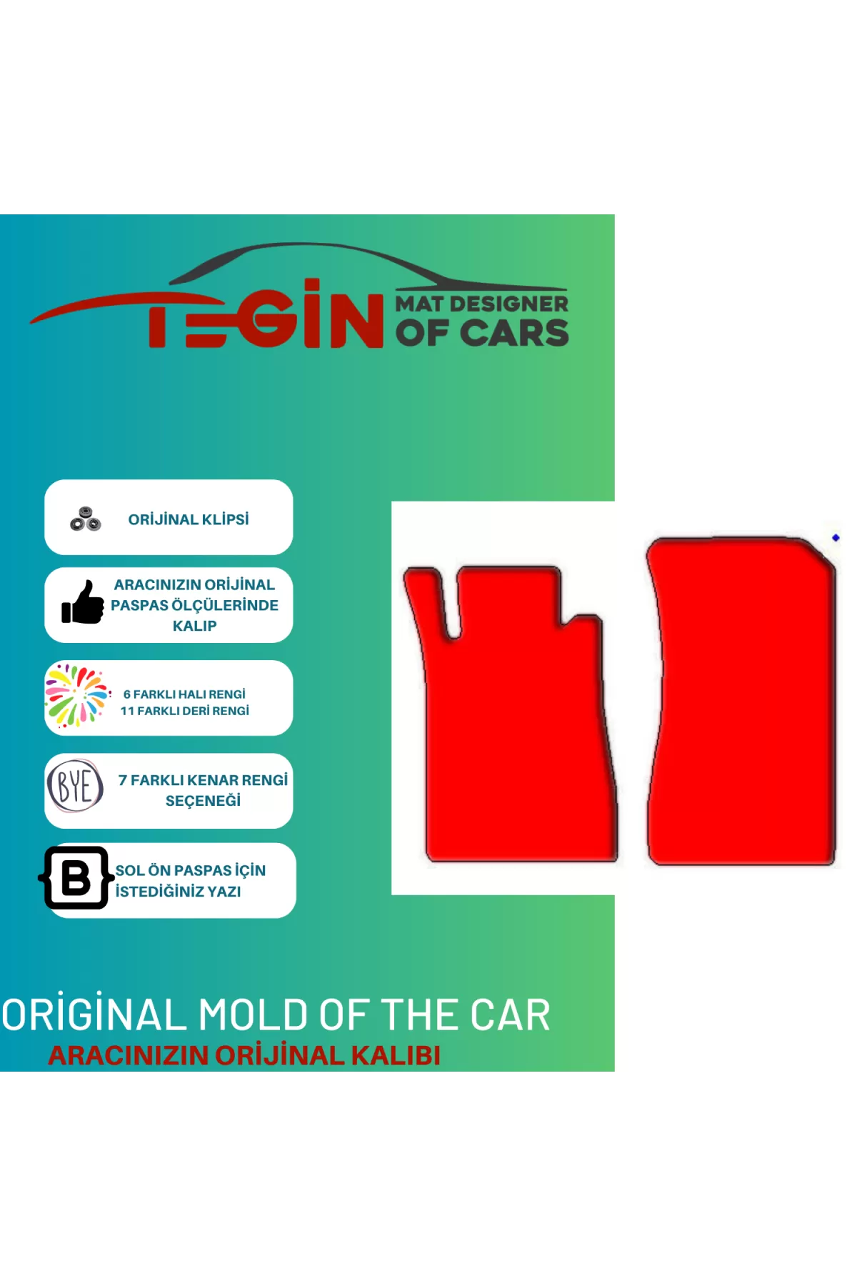 Mercedes Slk R170 1996-2004 Prime Kırmızı Halı Sarı Kenar Halı Pa