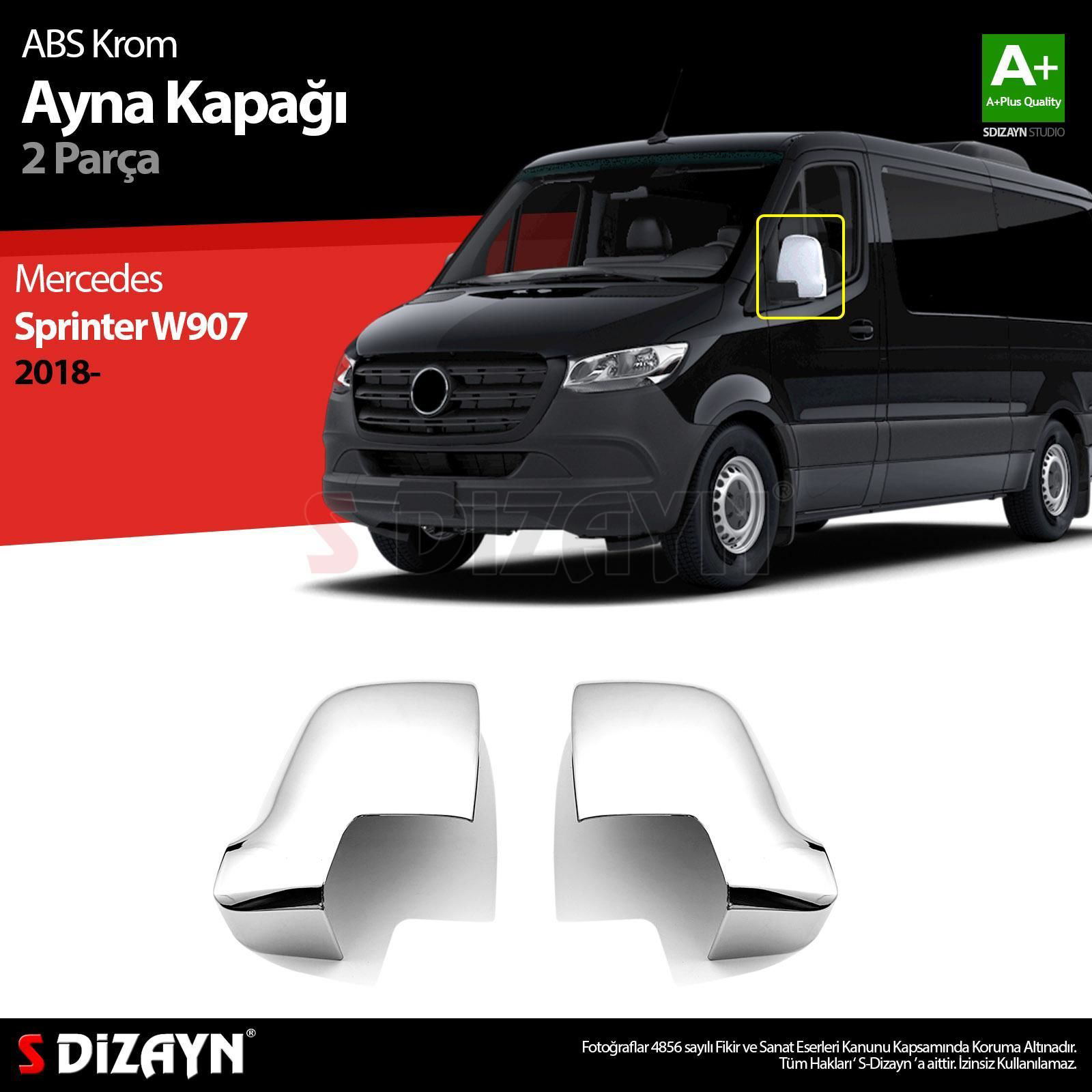 Mercedes Sprinter Uyumlu W907 ABS Krom Ayna Kapağı 2 Parça. 2018 