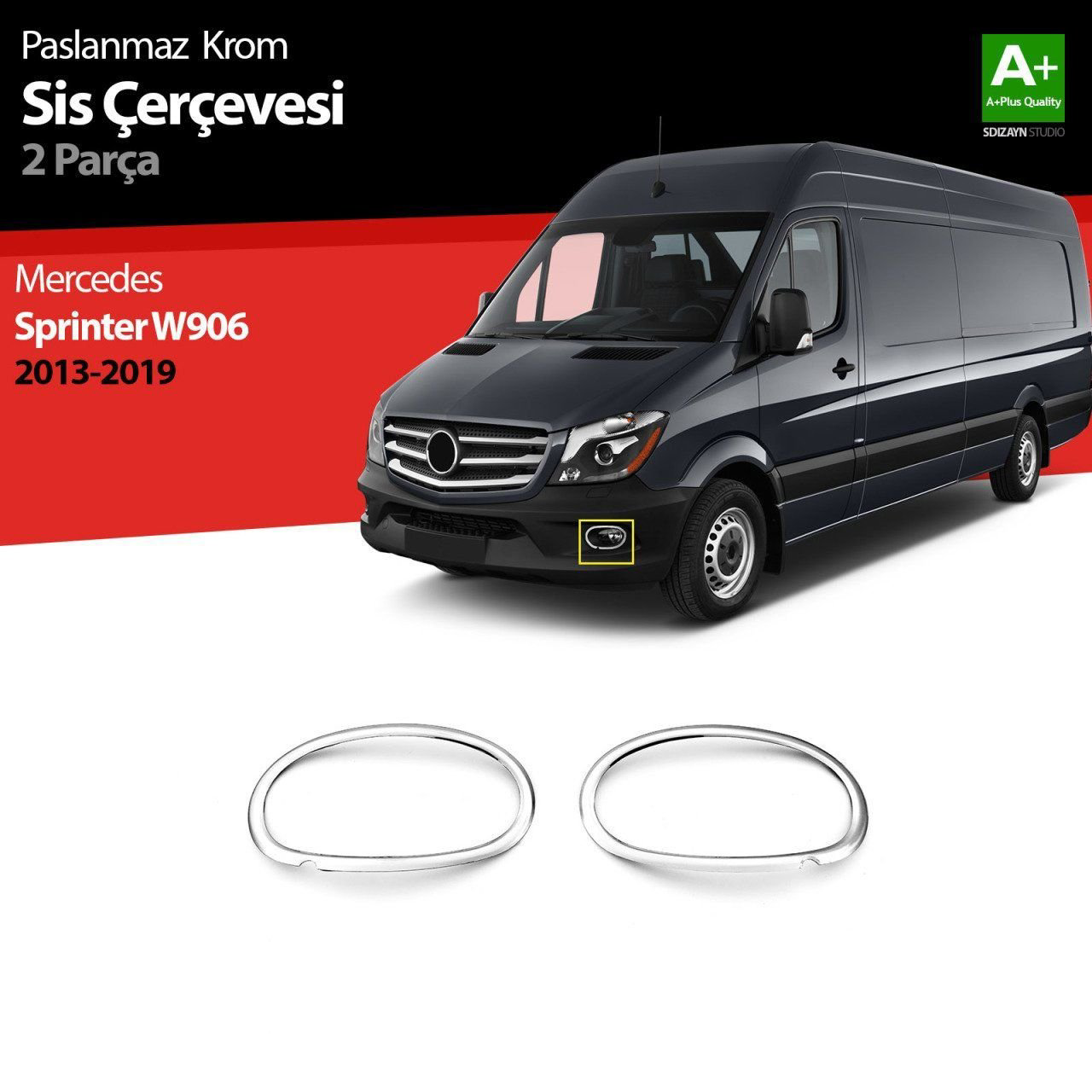 Mercedes Sprinter Uyumlu W906 Krom Sis Çerçevesi 2 Parça. 2013-20