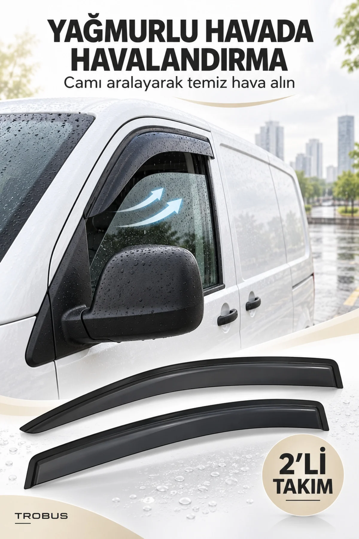 Mercedes Sprinter W907 Fitil Üstü (2019 ve Sonrası) Mügen Tip Cam Rüzgarlığı 2'li - Görsel 2